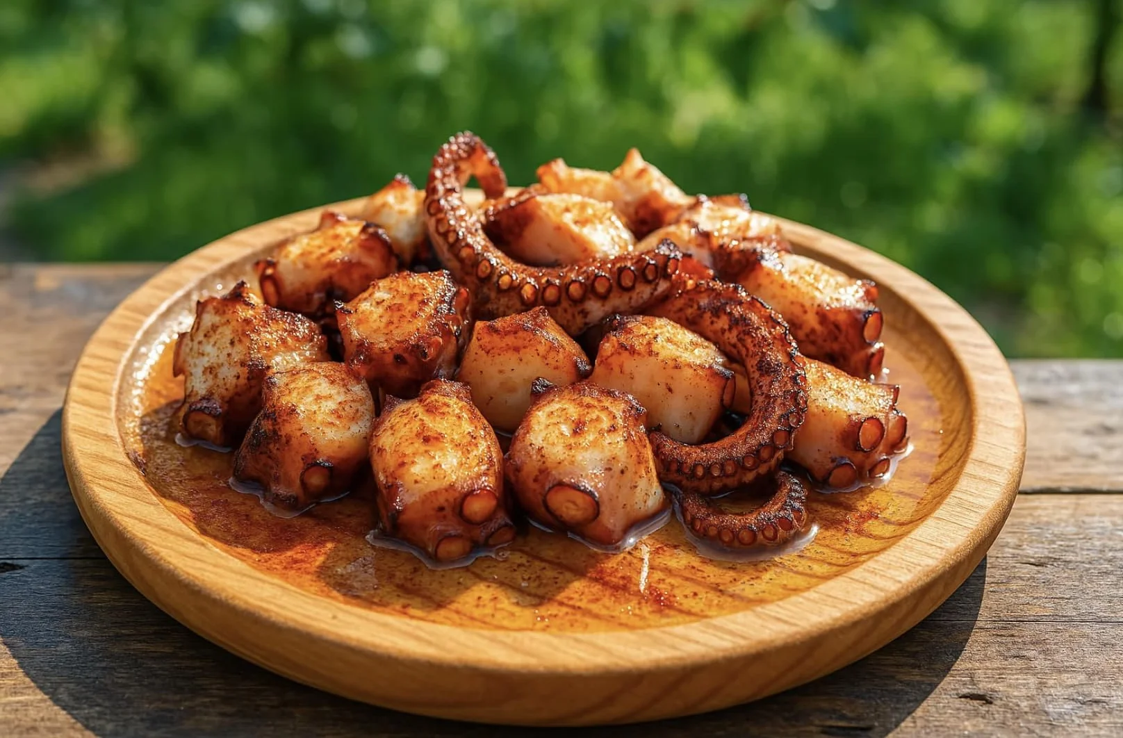Wood Presentation Plates Set of 12-14 cm Octopus Cheese Meat