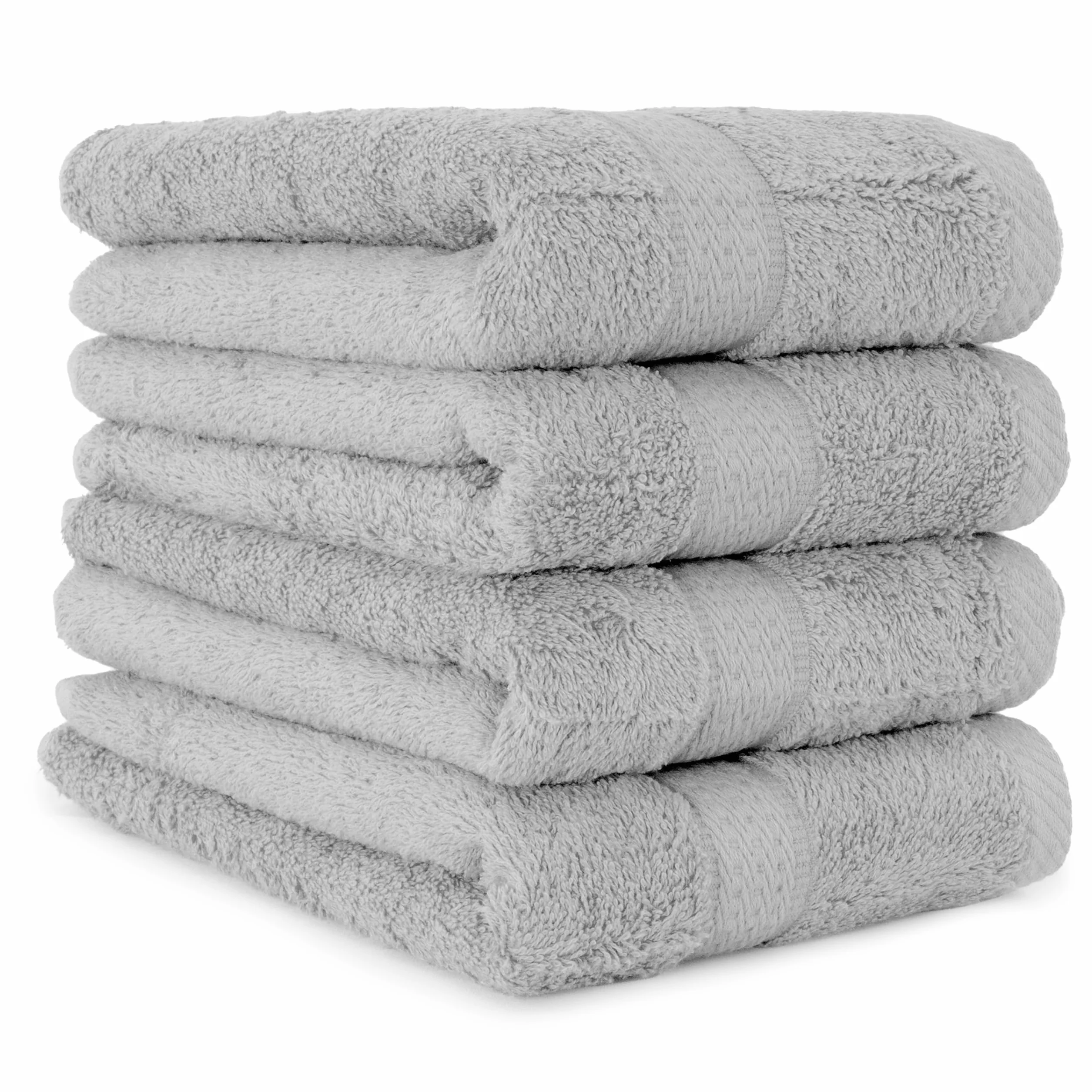 4-częściowy / 8-częściowy zestaw ręczników, różne kolory, 50 x 100 cm, 100% bawełna, srebrny, 4-pak