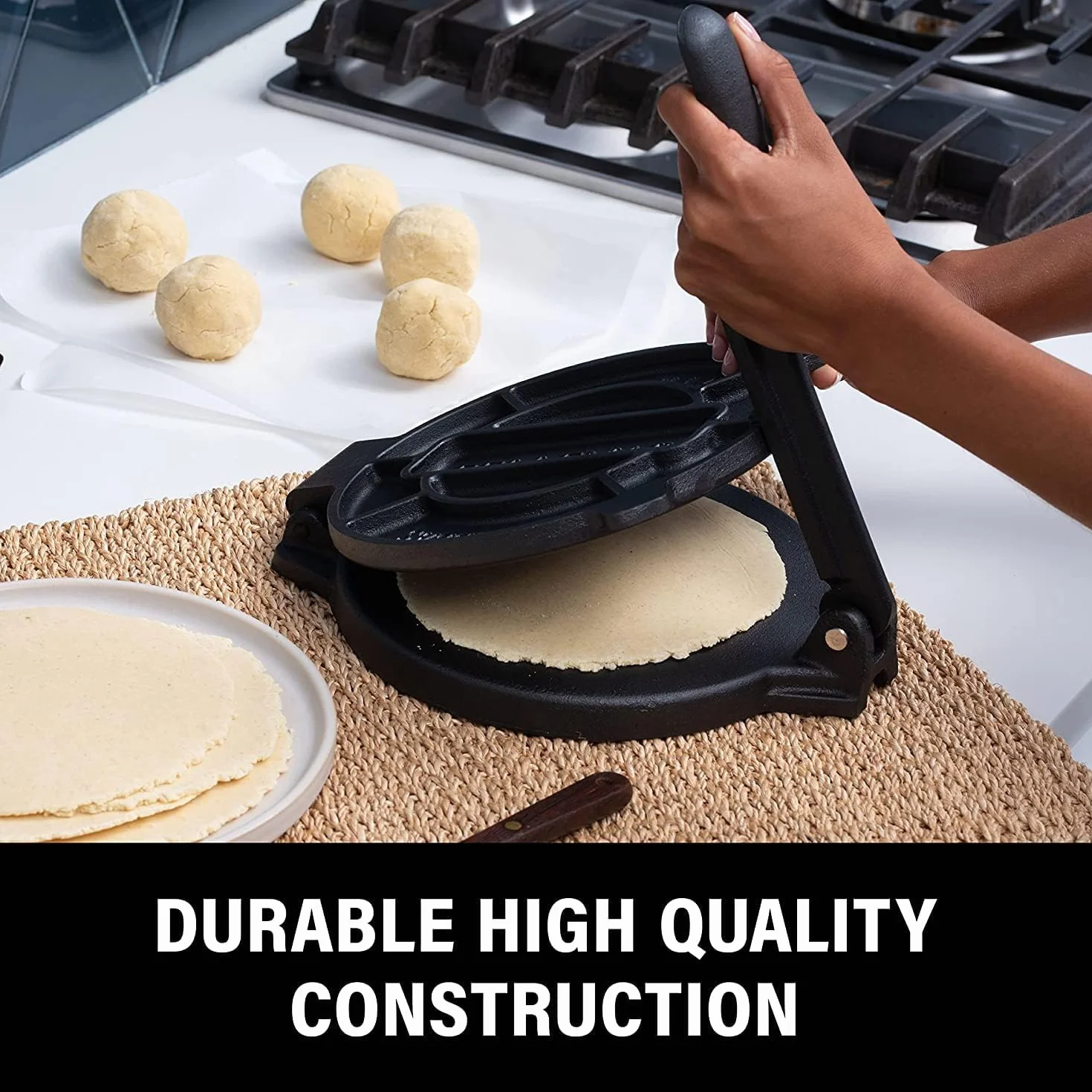 Żeliwna tortilla prasa, roti maker Quesadilla Mąka Narzędzie do robienia omletów w stylu indyjskim Domowy meksykański Skrobak Rolka Prasa Aluminiowa Rotis