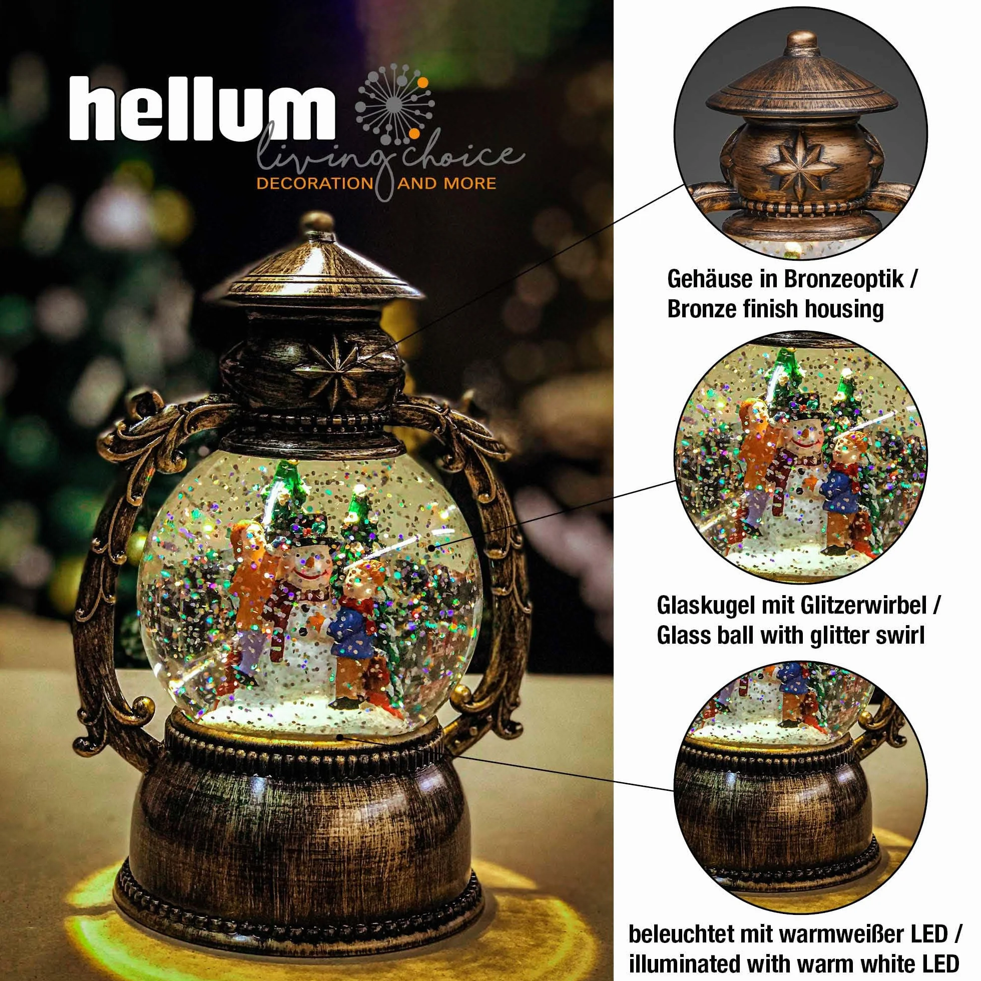 Hellum Latarnia LED 24 cm 1 W zasilanie bateryjne