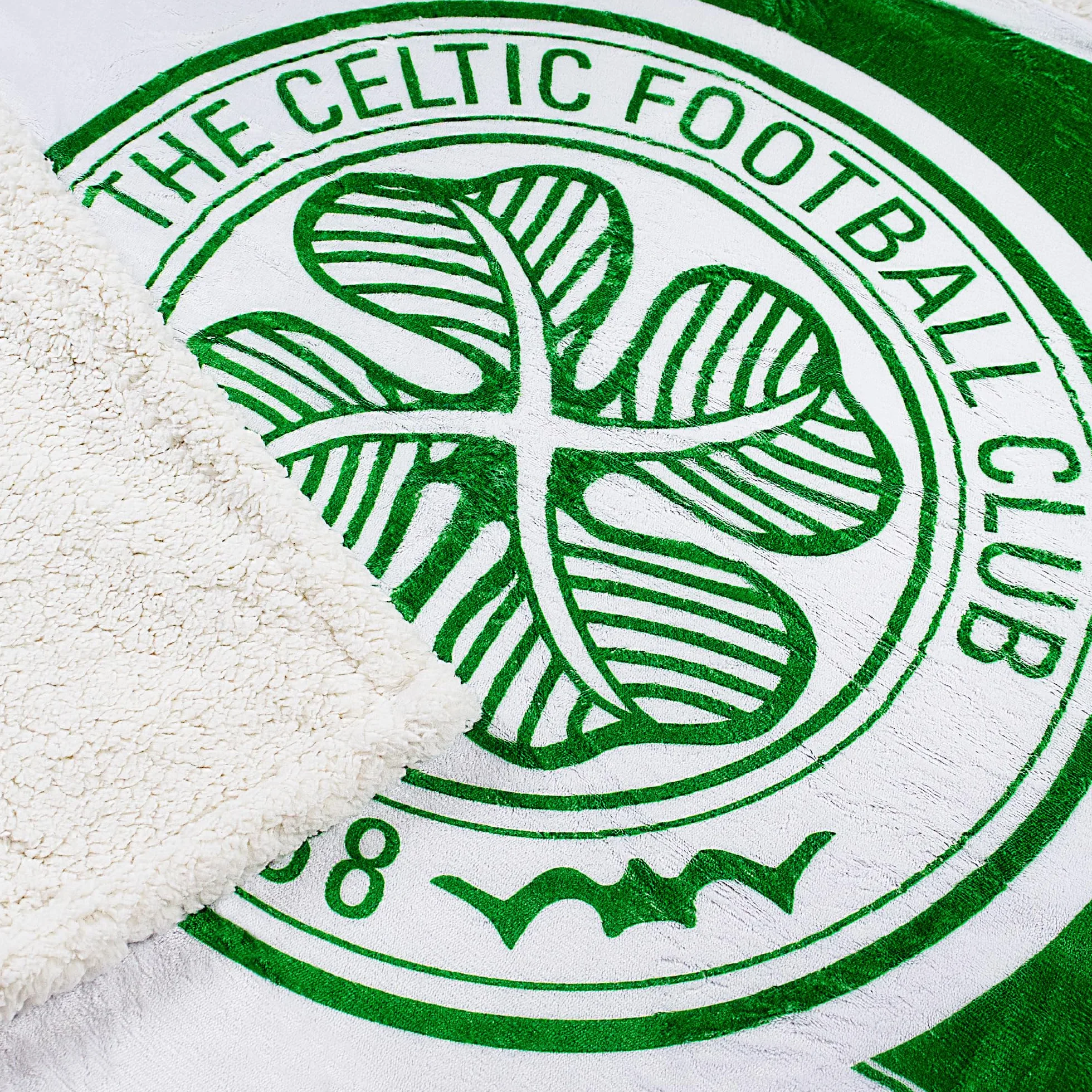 Celtic FC Sherpa koc polarowy – 152 x 117 cm, "You'll Never Walk Alone", oficjalny produkt dla szkockiego klubu Premier SPL