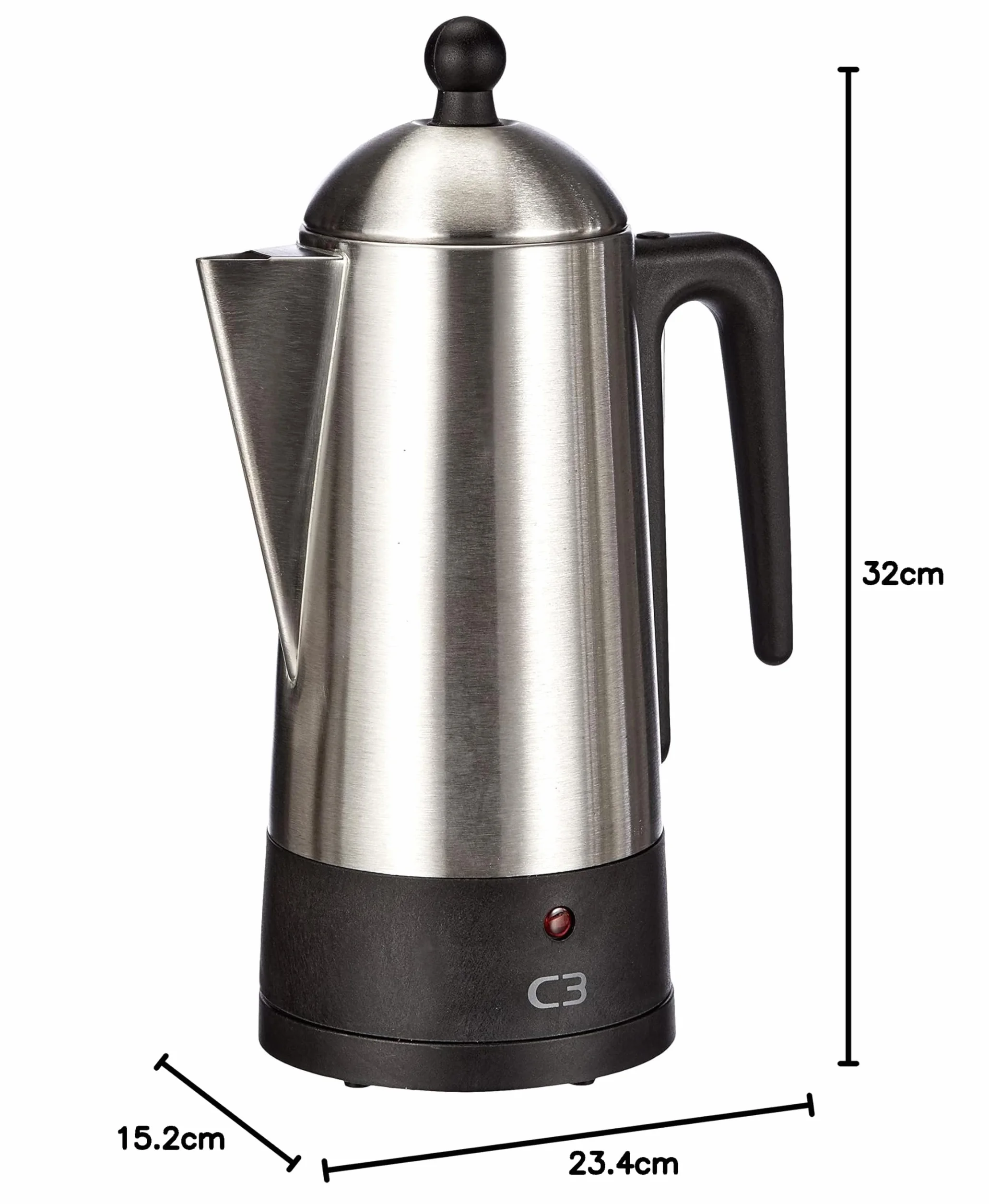 C3 30-32000 designerski perkolator 4-12 filiżanek, szczotkowana stal nierdzewna, ekologiczna
