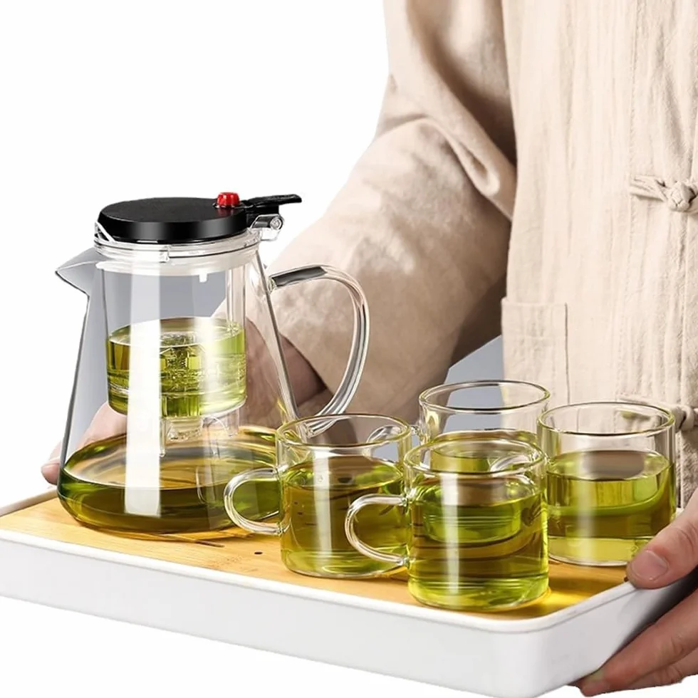 Szklany dzbanek do herbaty ze stali nierdzewnej z infuserem 1000ML Biały