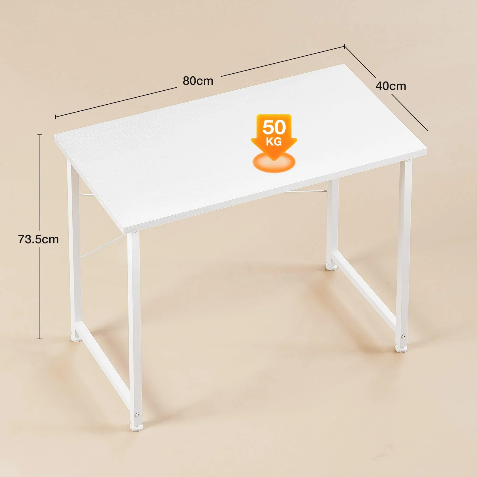 ODK Małe Biurko Komputerowe 80x40cm, Stół do Nauki z Miejscem na Laptop - Funkcjonalne Biurko do Pokoju, Domu lub Biura, Biały