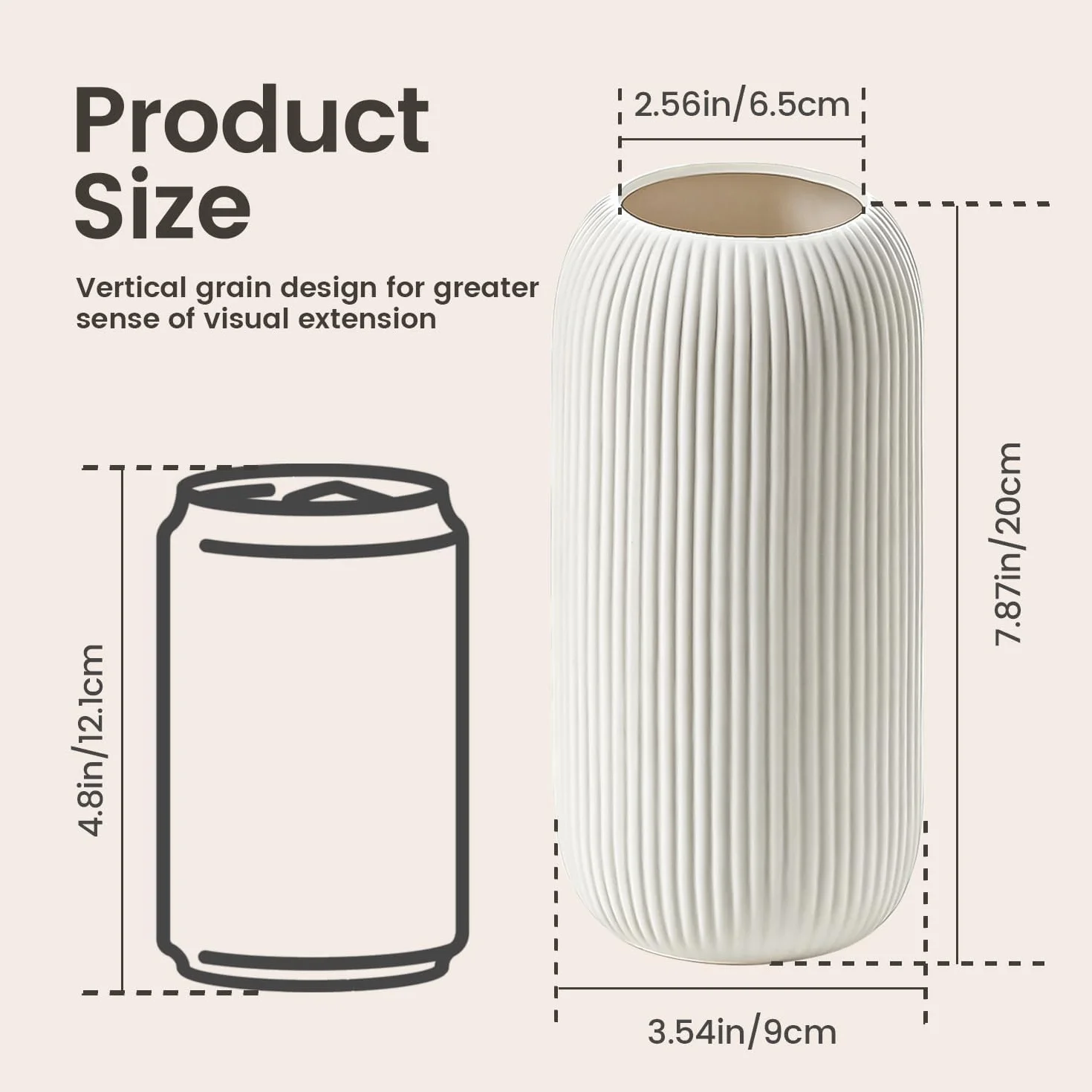 Białe ceramiczne wazony na trawę pampasową, wazon na kwiaty w minimalistycznym stylu, do przedpokoju, regału na książki, kominka, półki dekoracyjnej, biały, 20 cm