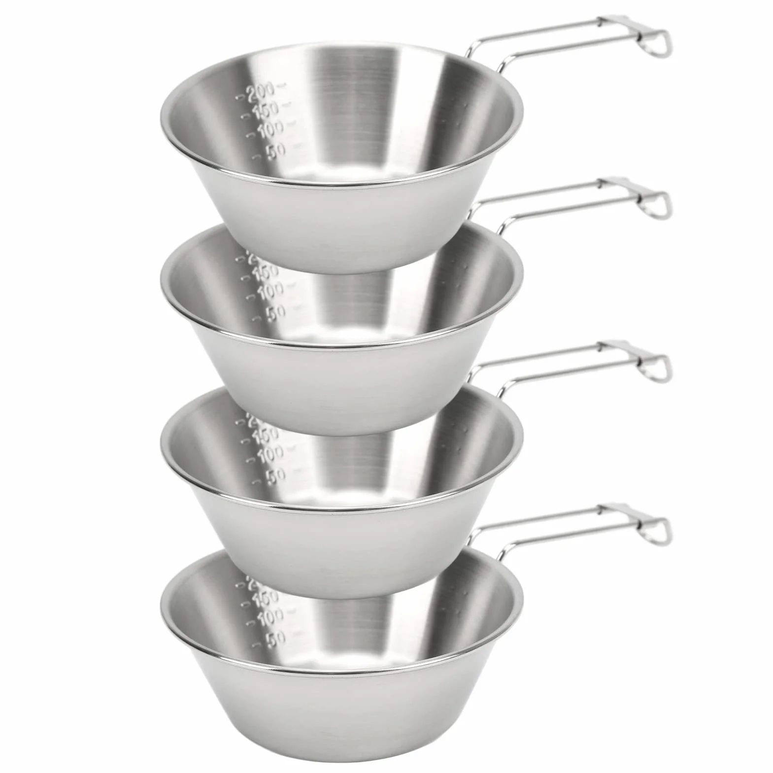 4PCS Miski Kempingowe 300 Ml Składany Uchwyt ze Stali Nierdzewnej Szeroko Stosowany Miski ze Stali Nierdzewnej do Biwakowania na Zewnątrz Przyjęcie 304 Bowlowca Stal Bez Kempingu