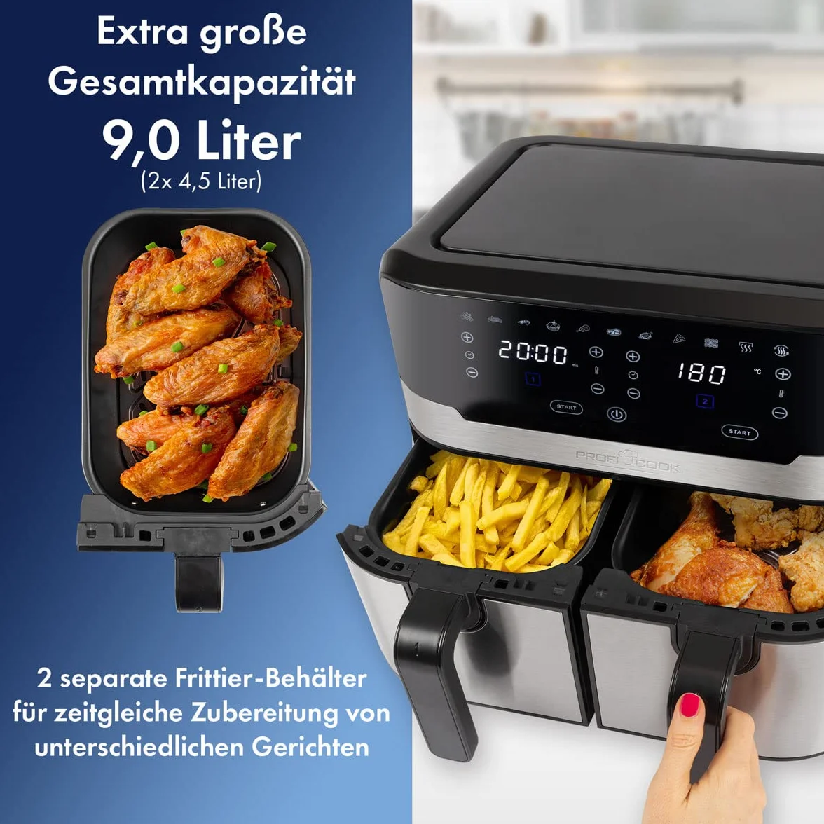 Proficook 501242 Frytkownica, Czarny/Srebrny, 4,5 l