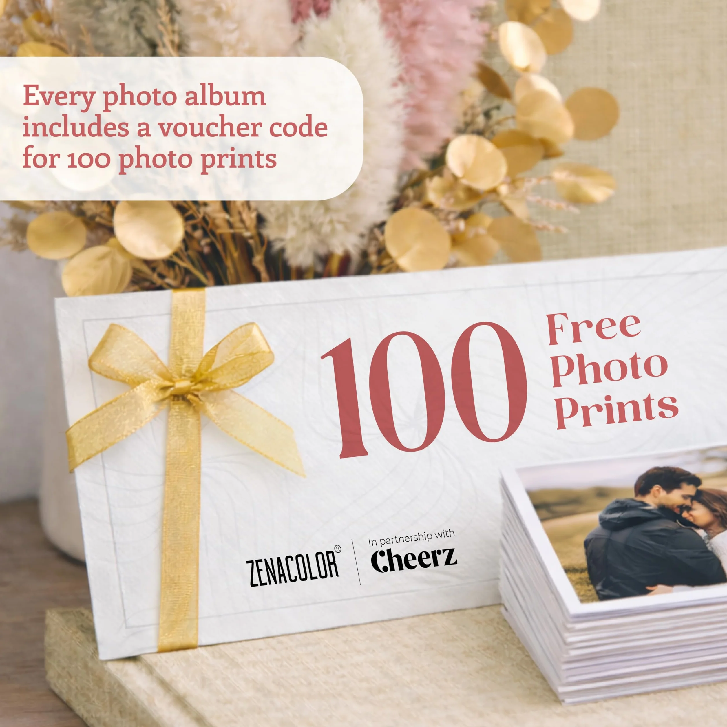 Zenacolor Blank Photo Album - 30x22 cm Beżowy lniany album na zdjęcia - 50-stronicowy album na zdjęcia z miejscem na 150 zdjęć
