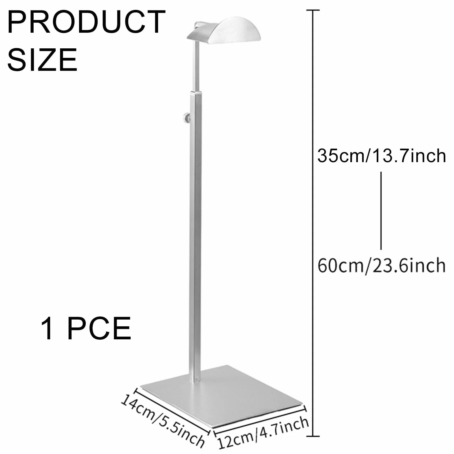 Regulowany uchwyt na torebki, stojak na biżuterię, stal nierdzewna, 35-60 cm / 13,7-23,6 cala, 12 x 14 cm / 4,7 x 5,5 cala
