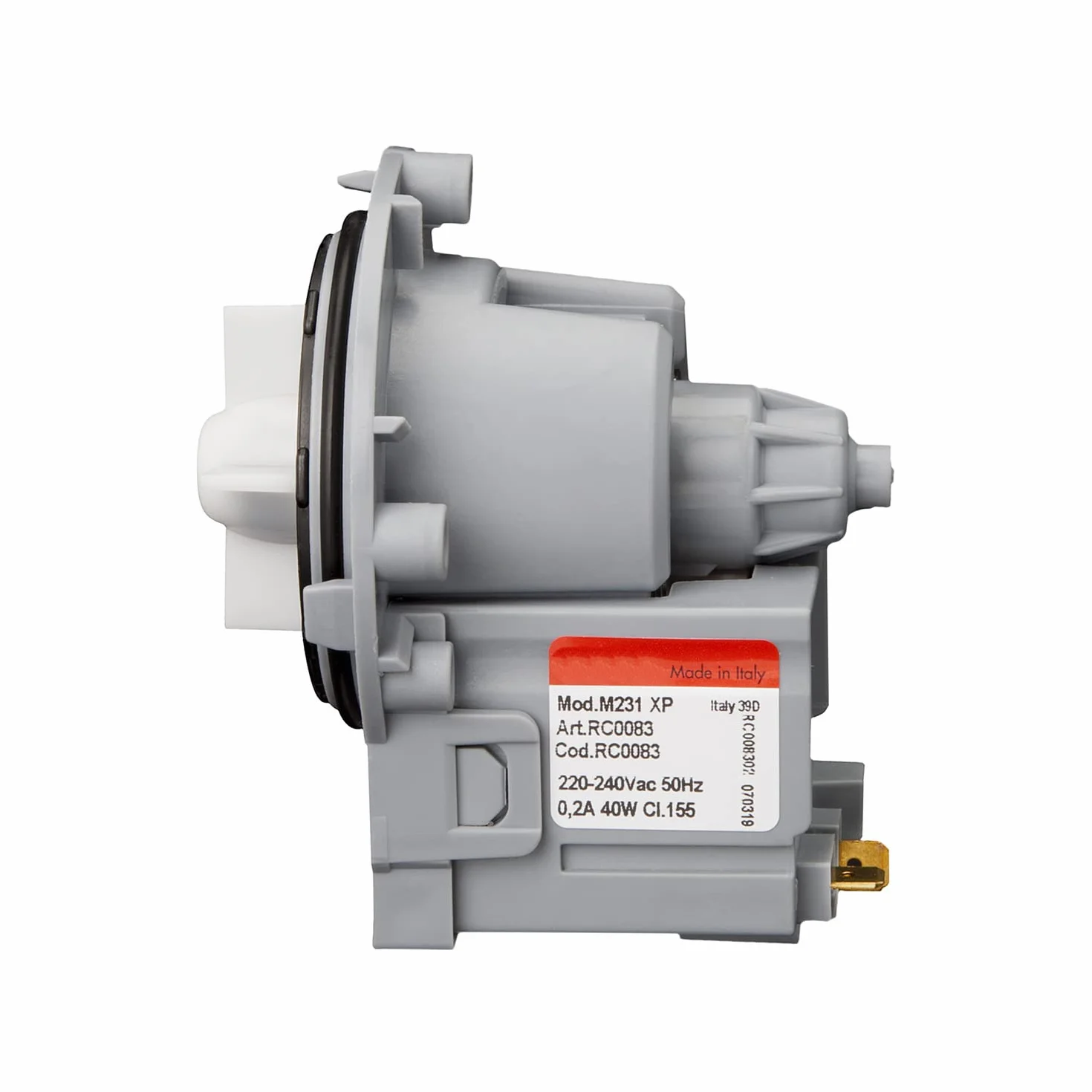 MIRTUX Magnetyczna pompa odpływowa do różnych modeli pralek: Askoll, LG, Otsein, Samsung, Zanussi, Corberó, Gorenje. Model M231 XP 40w - M332 - T2124 - T2107