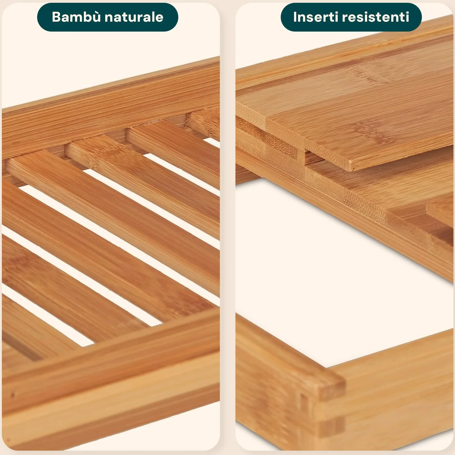 Avilia Wysuwana bambusowa taca do wanny 105 x 22 x 4 cm