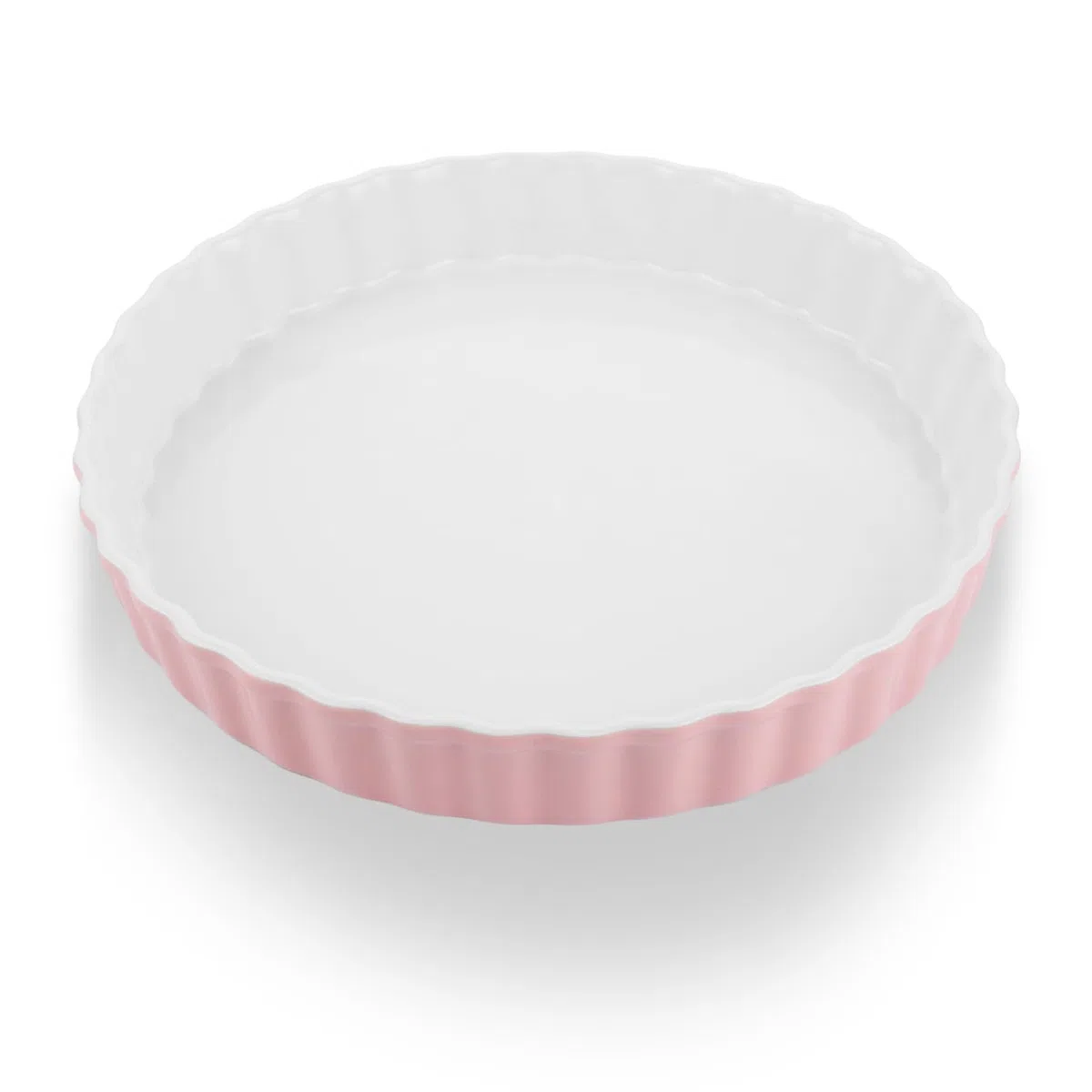 Ceramiczne naczynie do quiche, średnica 26 cm, okrągłe naczynie do tart, naczynie do zapiekanek, okrągłe, różowe, 26 x 26 x 4 cm