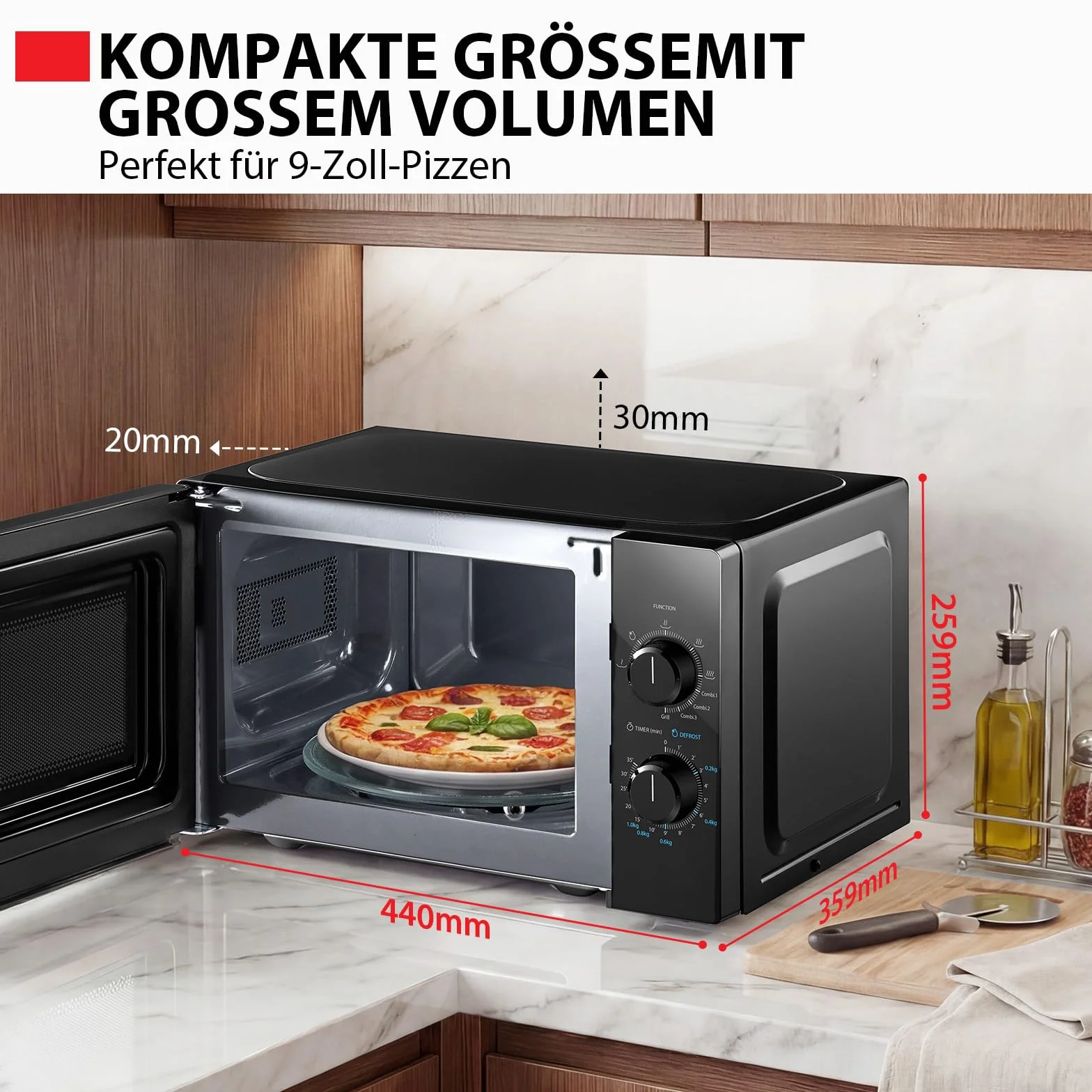 Toshiba MW2-MG20PE(BK) kuchenka mikrofalowa 700 W z chrupiącym grillem i funkcją gotowania kombi, 5 poziomów mocy, moc grillowania 1000 W, czarna