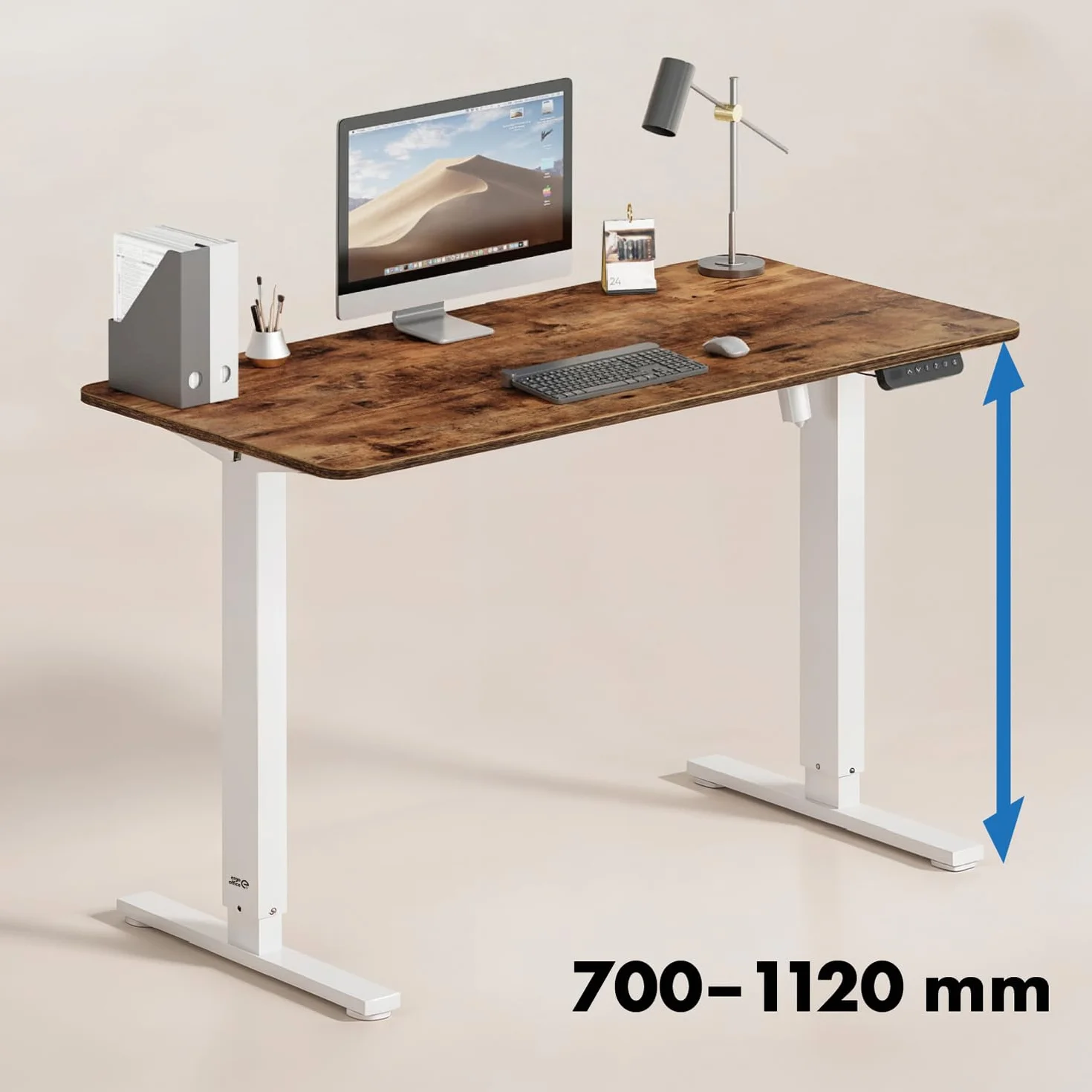 Stelaż biurka z elektryczną regulacją wysokości, maks. wysokość 1160 mm, maks. 80 kg, bez blatu do pracy stojącej i siedzącej, białe, ER-400 W