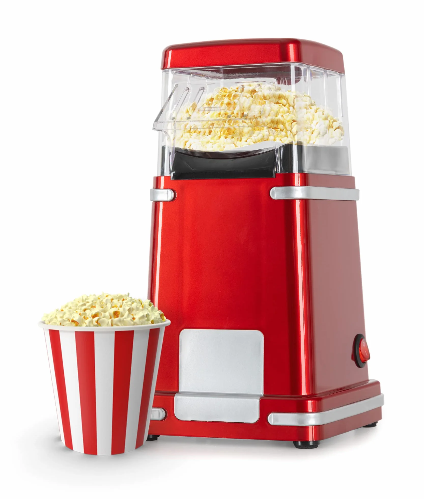Stagecaptain PCM-1200 HA beztłuszczowa maszyna do popcornu na gorące powietrze, świadoma kalorii bez tłuszczu i oleju, 1200 W, szybkie przygotowanie, styl retro dla miłośników filmów, metaliczna