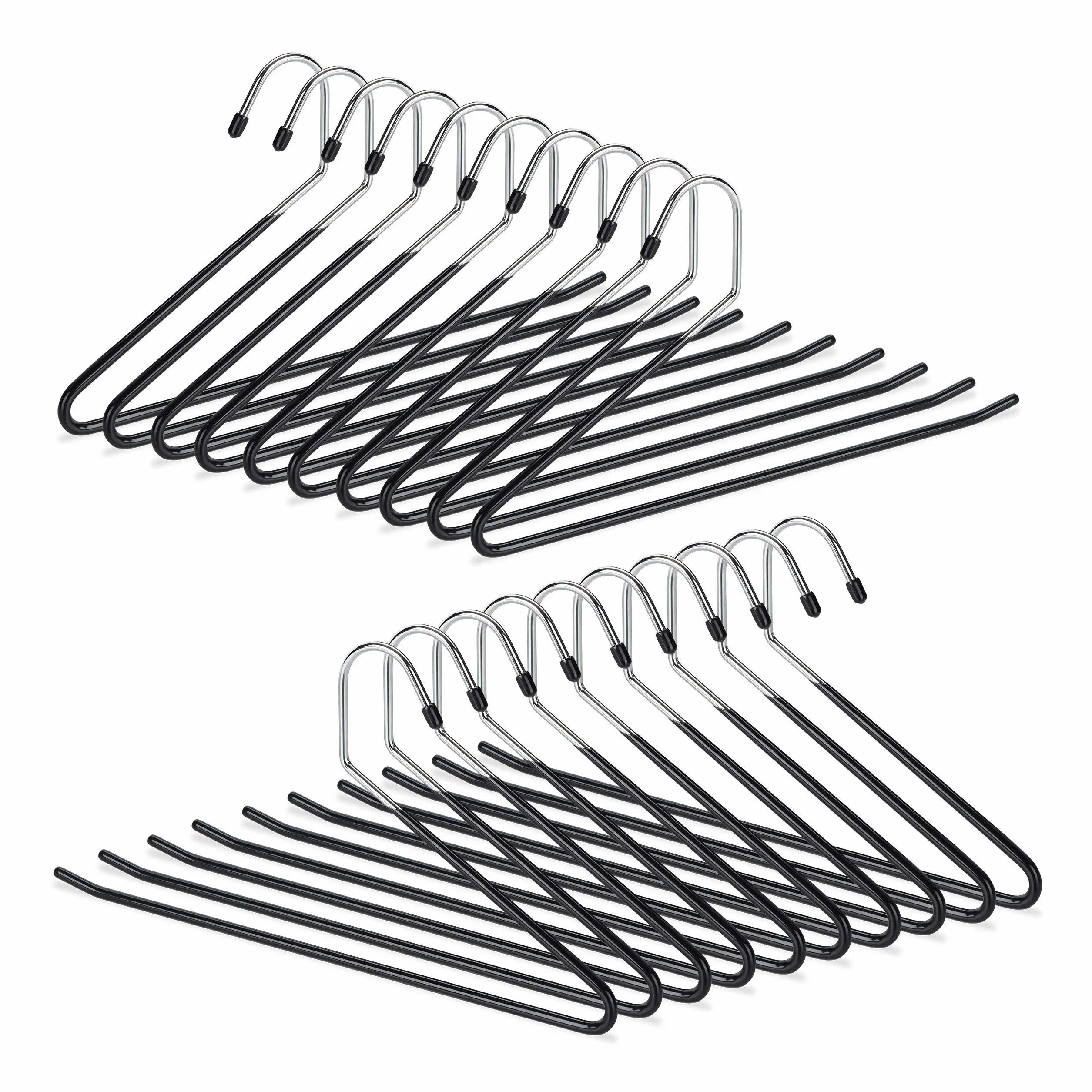 Relaxdays Wieszaki na spodnie 20 sztuk, antypoślizgowe, gumowane, metalowe, 18 cm, czarne