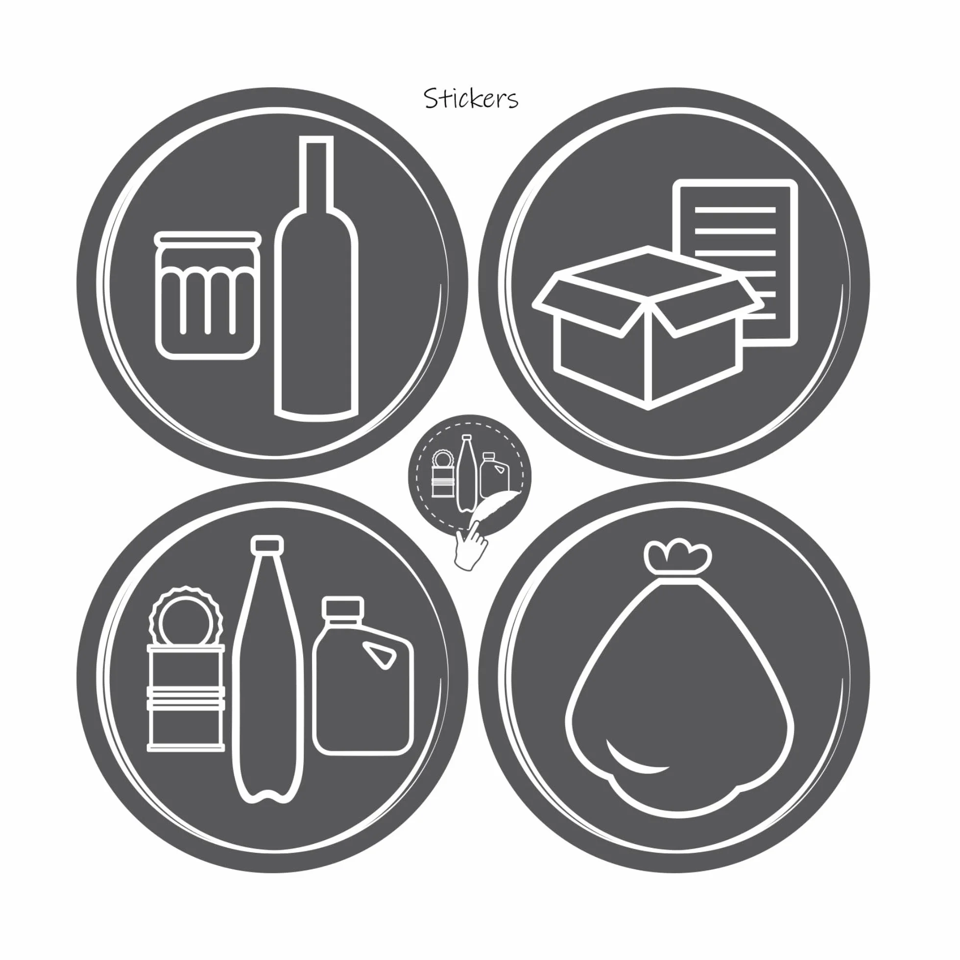 Sundis Green Bin kosz na śmieci do sortowania, 25 l, wewnętrzny, prostokątny, z tworzywa sztucznego pochodzącego z recyklingu, pokrywa na bujane lub stałe, z naklejkami do kuchni, biura, pralni,