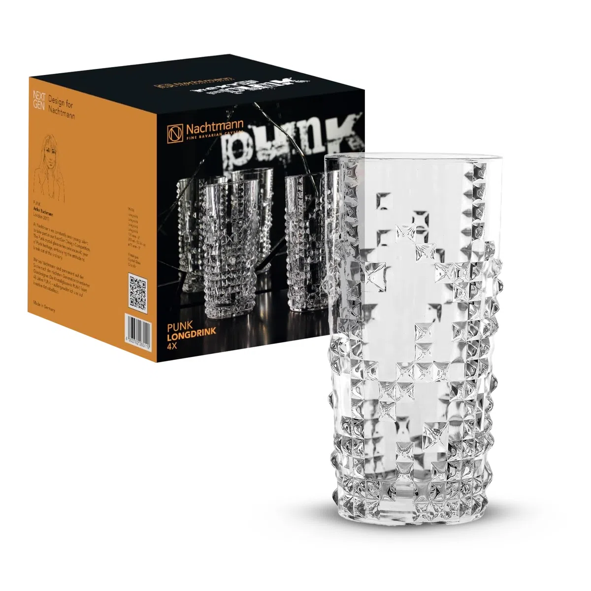 Spiegelau & Nachtmann, 4-częściowy zestaw long drinków, szkło kryształowe, 390 ml, punk, 0099498-0