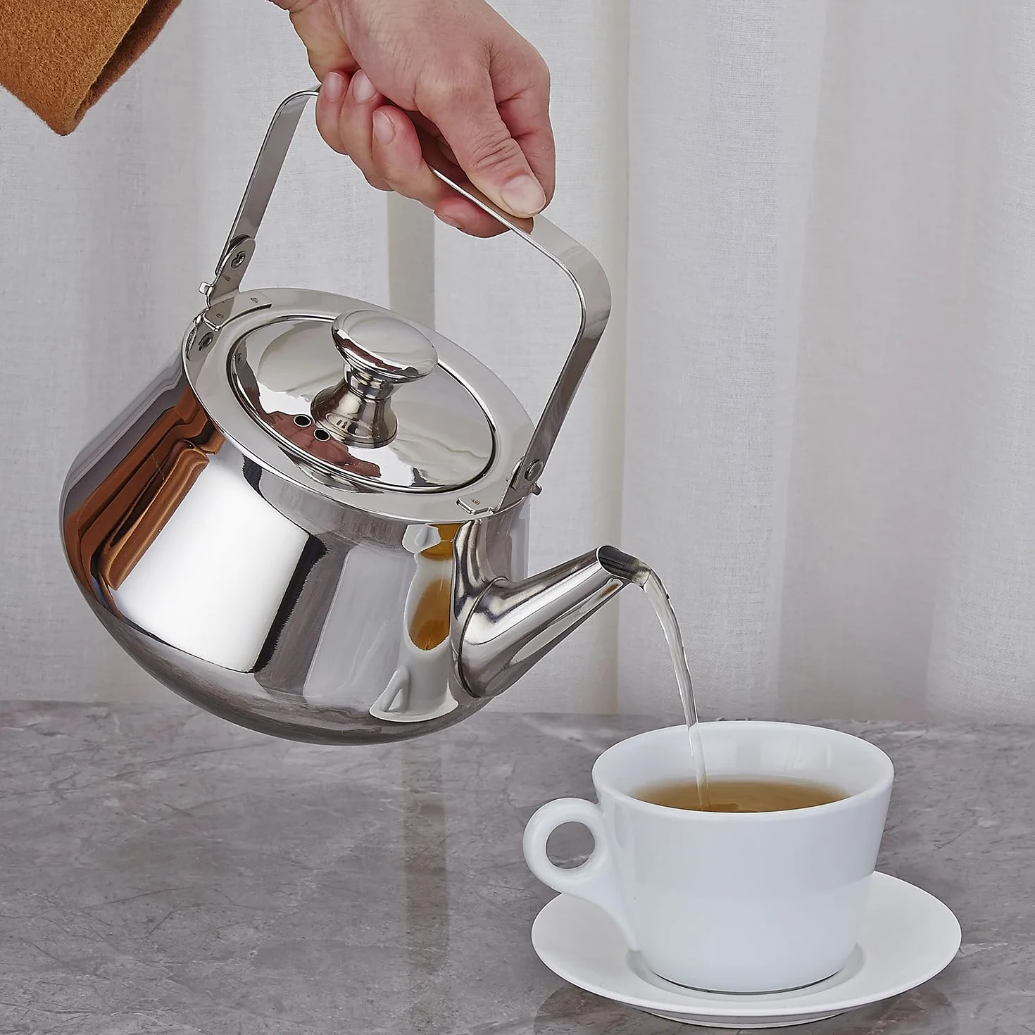 SANQIAHOME Dzbanek do herbaty 1.5 L ze stali nierdzewnej