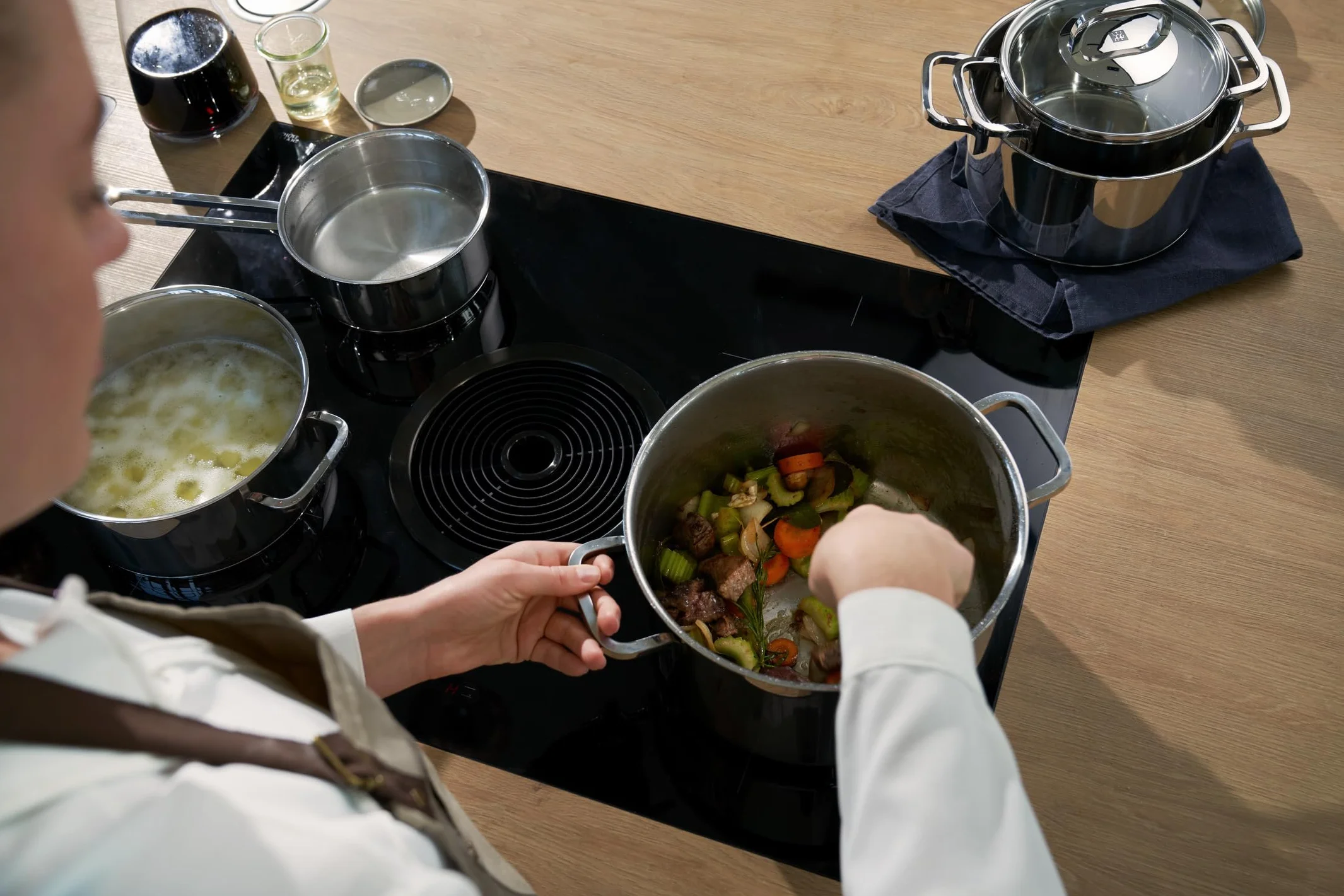 ZWILLING Kochtopf-Set, 5-tlg., 4 Deckel, Induktionsgeeignet, Edelstahl, Quadro