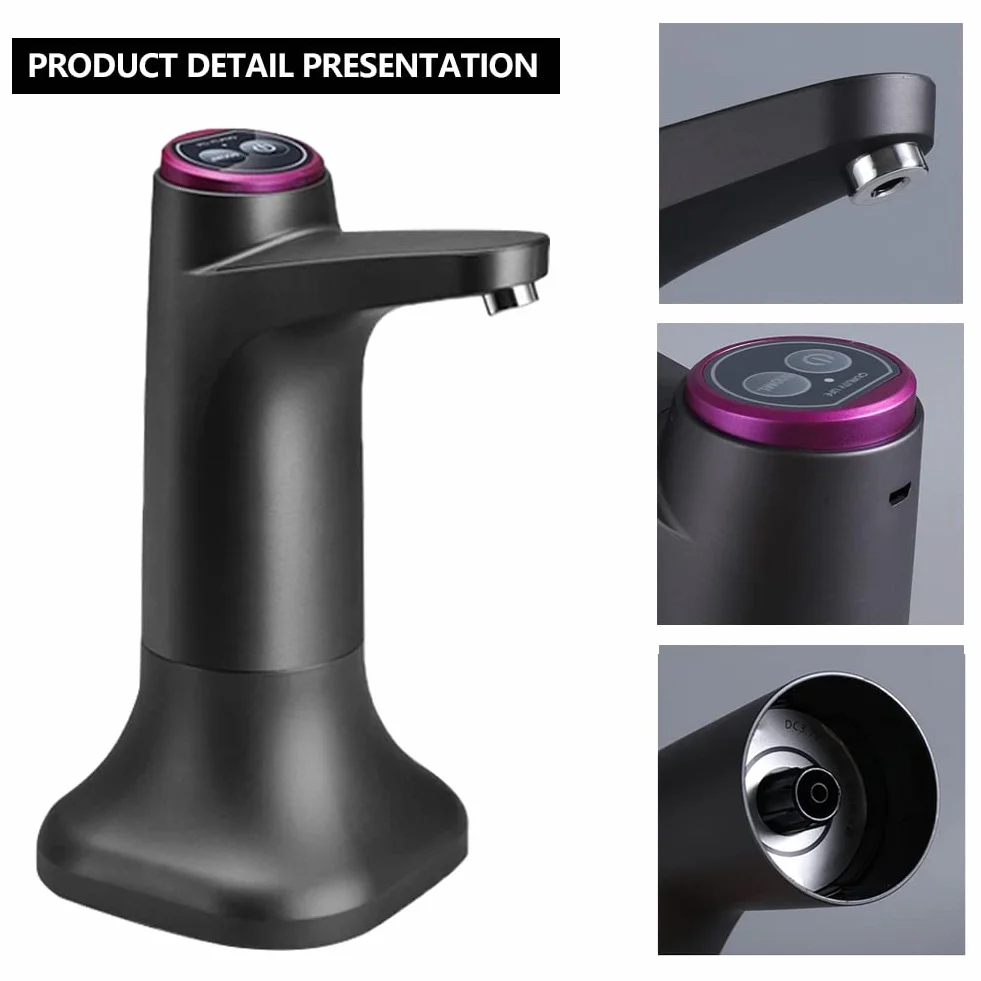 Eachbid Dozownik wody, podwójny, ładowany przez USB, do uniwersalnych butelek 2-5 l, czarny