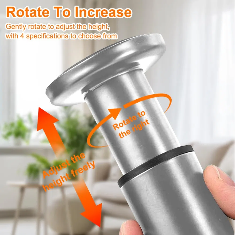 Nóżki meblowe regulowane 8-12 cm, 4 szare nogi stołu z regulacją wysokości, metalowe nóżki z regulacją wysokości do nóżek mebli, nóg szafy, nóg stołu, nóżek komody, nóg łóżka