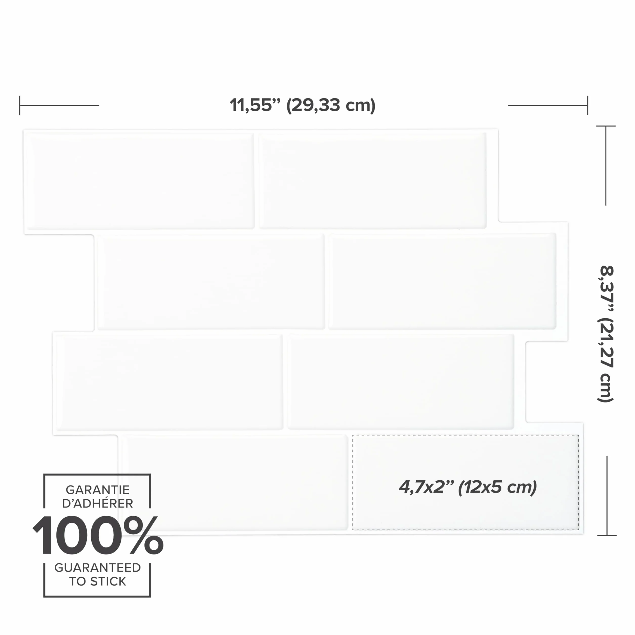 Smart Tiles Naklejki na płytki rozpryskowe - Metro White, samoprzylepne płytki ścienne, 5 paneli ściennych 29 x 21 cm, żaroodporne samoprzylepne tapety, wodoodporne płytki łazienkowe, wyprodukowano w