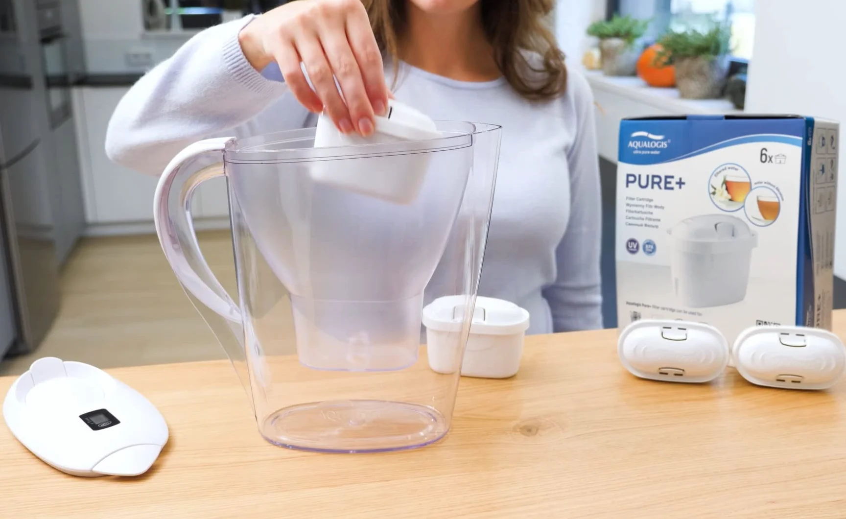Aqualogis Pure+ Filtr wody kompatybilny z BRITA Maxtra & Maxtra+ Plus do dzbanków Harmony, Style, Elemaris, Marella, Tassimo (6 sztuk)