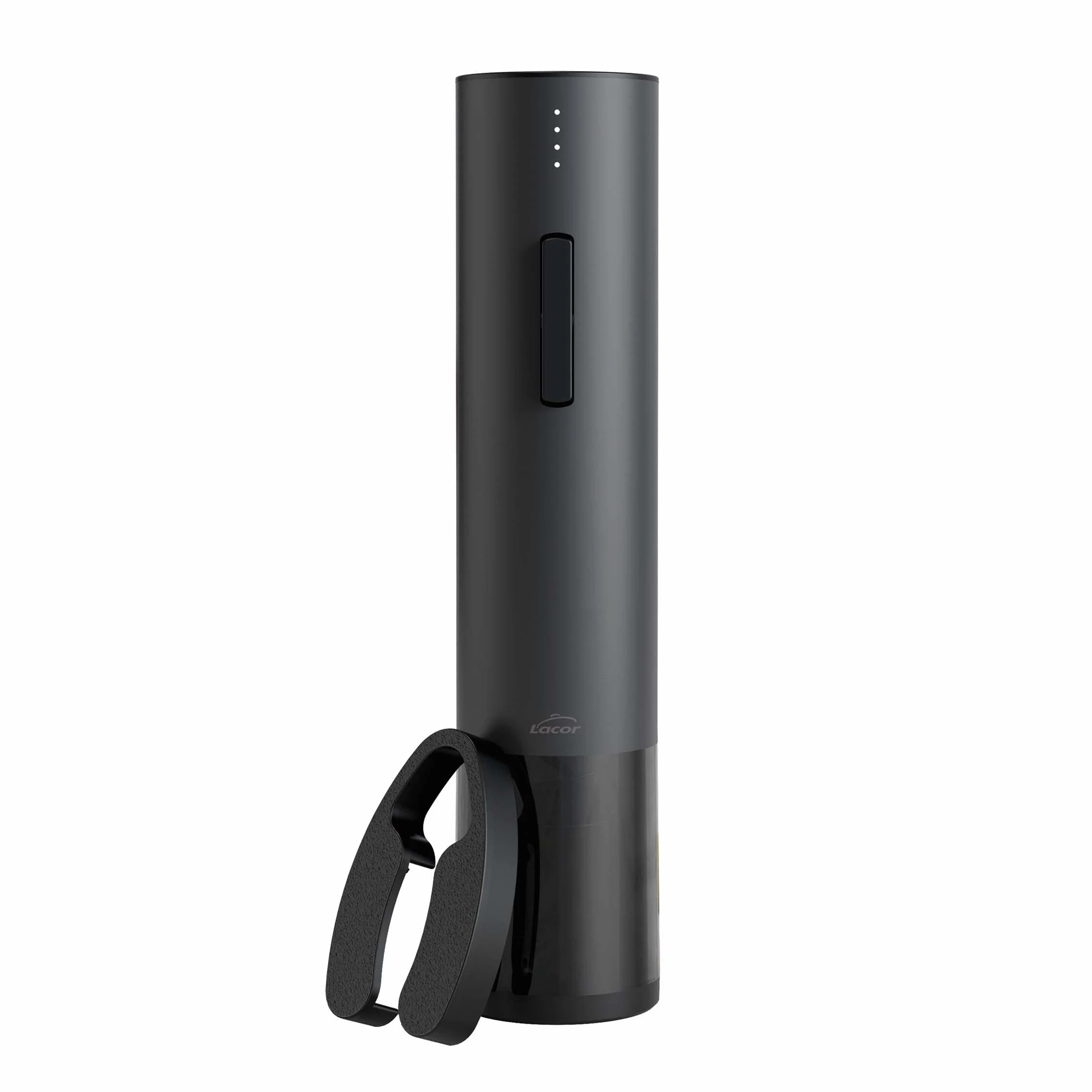 Lacor 63056 - Korkociąg Elektryczny Black Luxe ze Stali Nierdzewnej, Automatyczny Otwieracz do Wina, Elegancki i Ergonomiczny Design, Oświetlenie i Wskaźnik Led, 4,8 X 22 Cm, Czarny Matowy