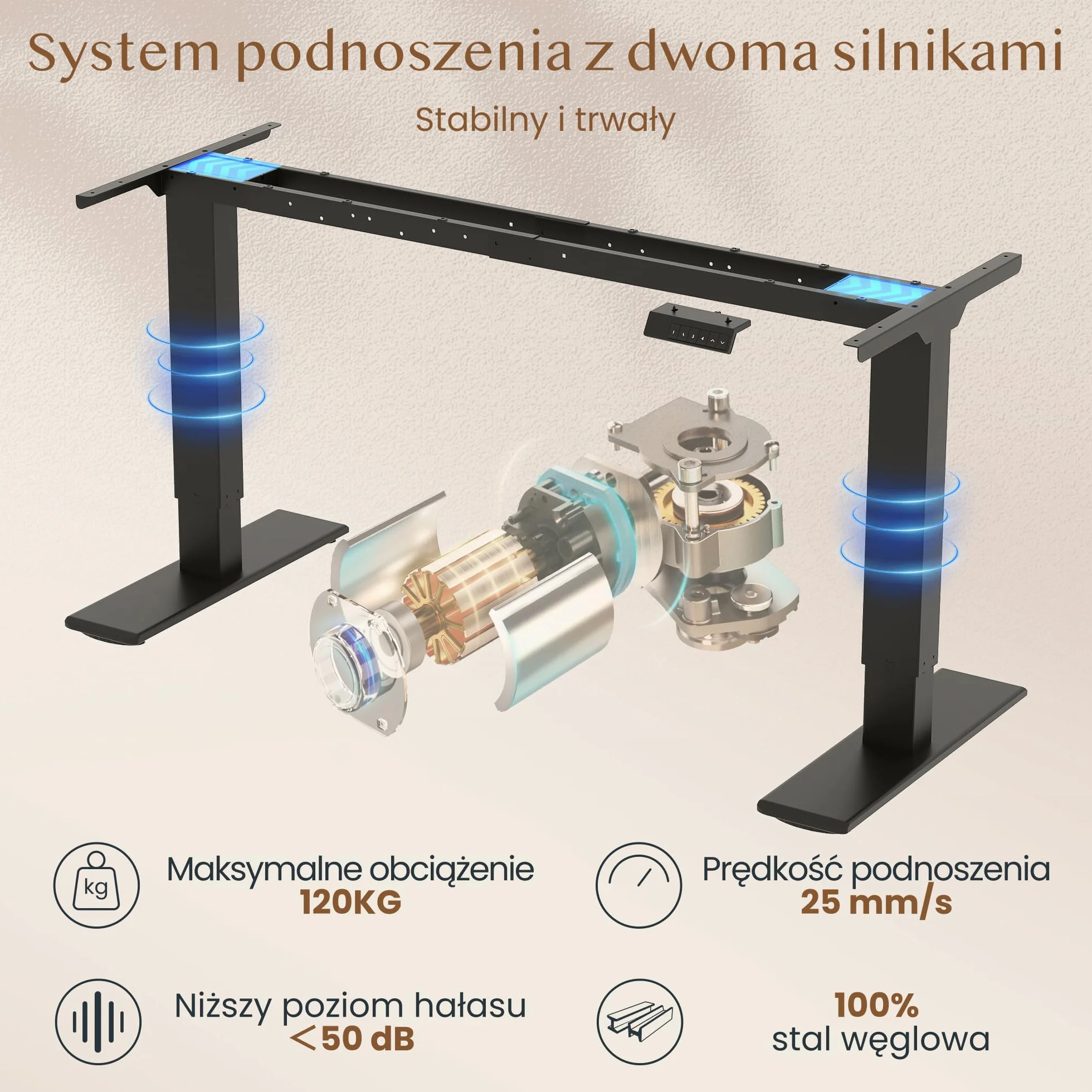 FLEXISPOT QB2 Elektryczne biurko regulowane 2 silniki 200 x 80 cm z regulacją wysokości, siedząco-stojące, z panelem smart 4 pamięci i systemem antykolizyjnym (Czarny + Czarny, 200 x 80 cm)