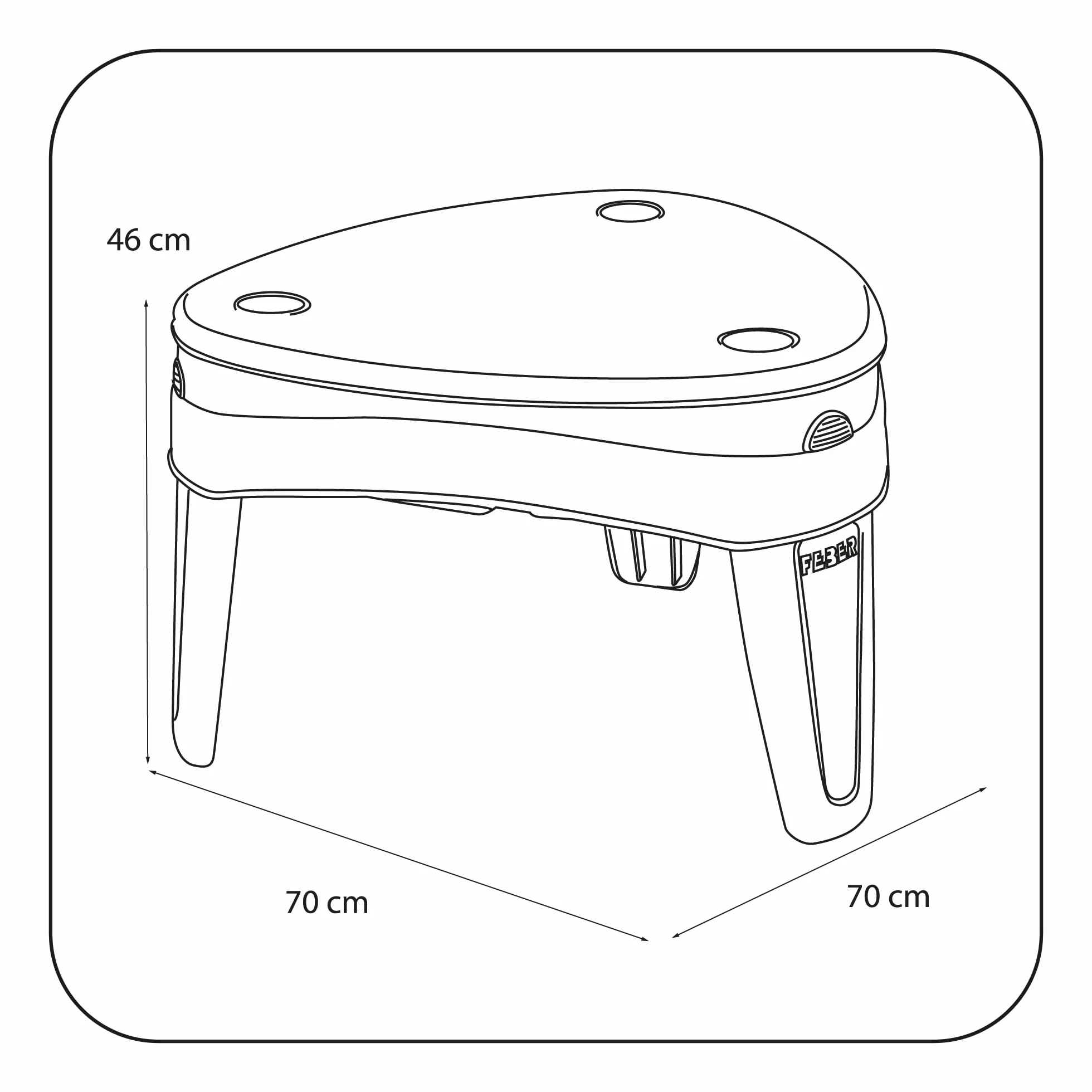 FEBER Casual Play Table, Stół do zabaw 3 w 1, Stolik dziecięcy do ogrodu zewnętrznego, 3 przegródki na wodę, piasek i rysunki, w zestawie akcesoria do gier, +2 lata, Famosa (FEU14000)
