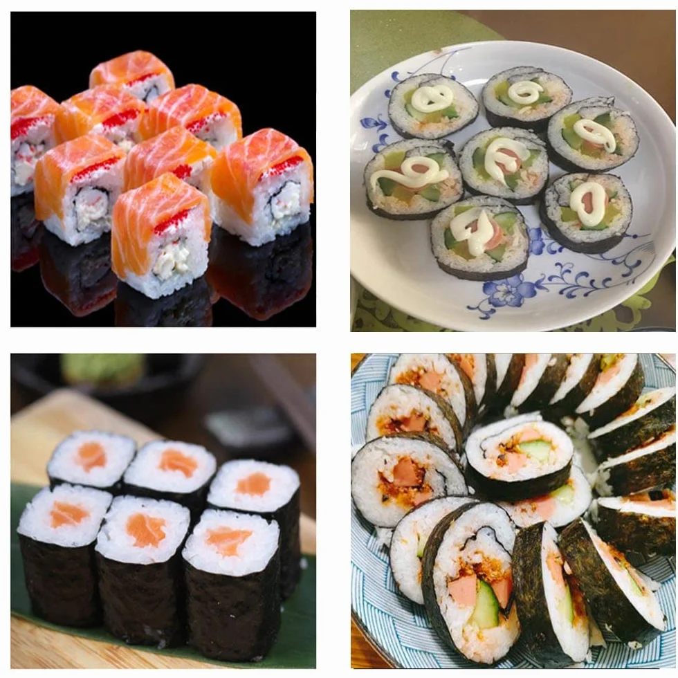 Zestaw do sushi dla początkujących – 10 części: 2 maty, solniczka do ryżu, wiosło Paddy, 5 pałeczek, worek do pakowania – DIY Sushi Maker