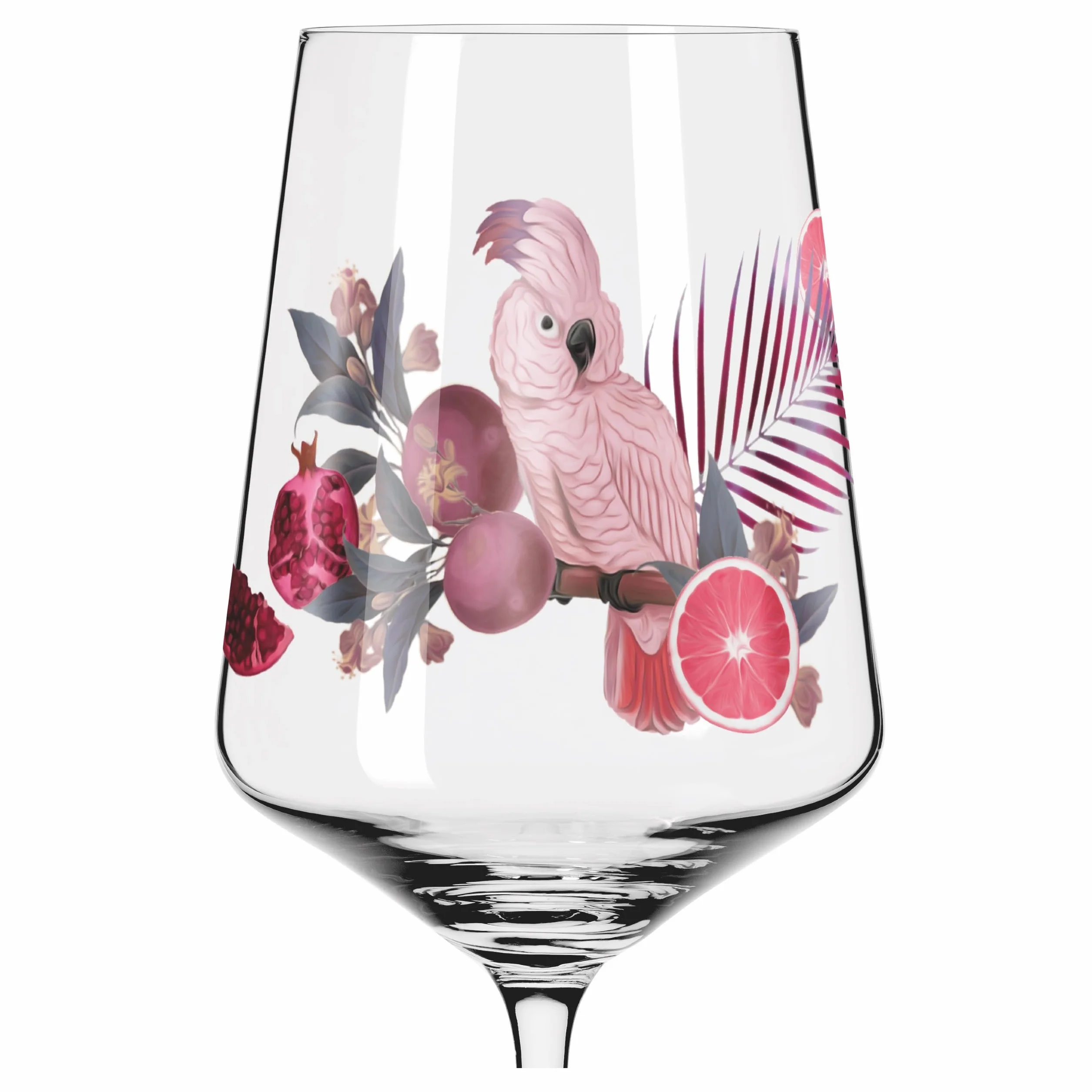 RITZENHOFF Kieliszek do aperitifu 500 ml zestaw 2 szt. seria Sonet letni motyw kakadu różowy szary