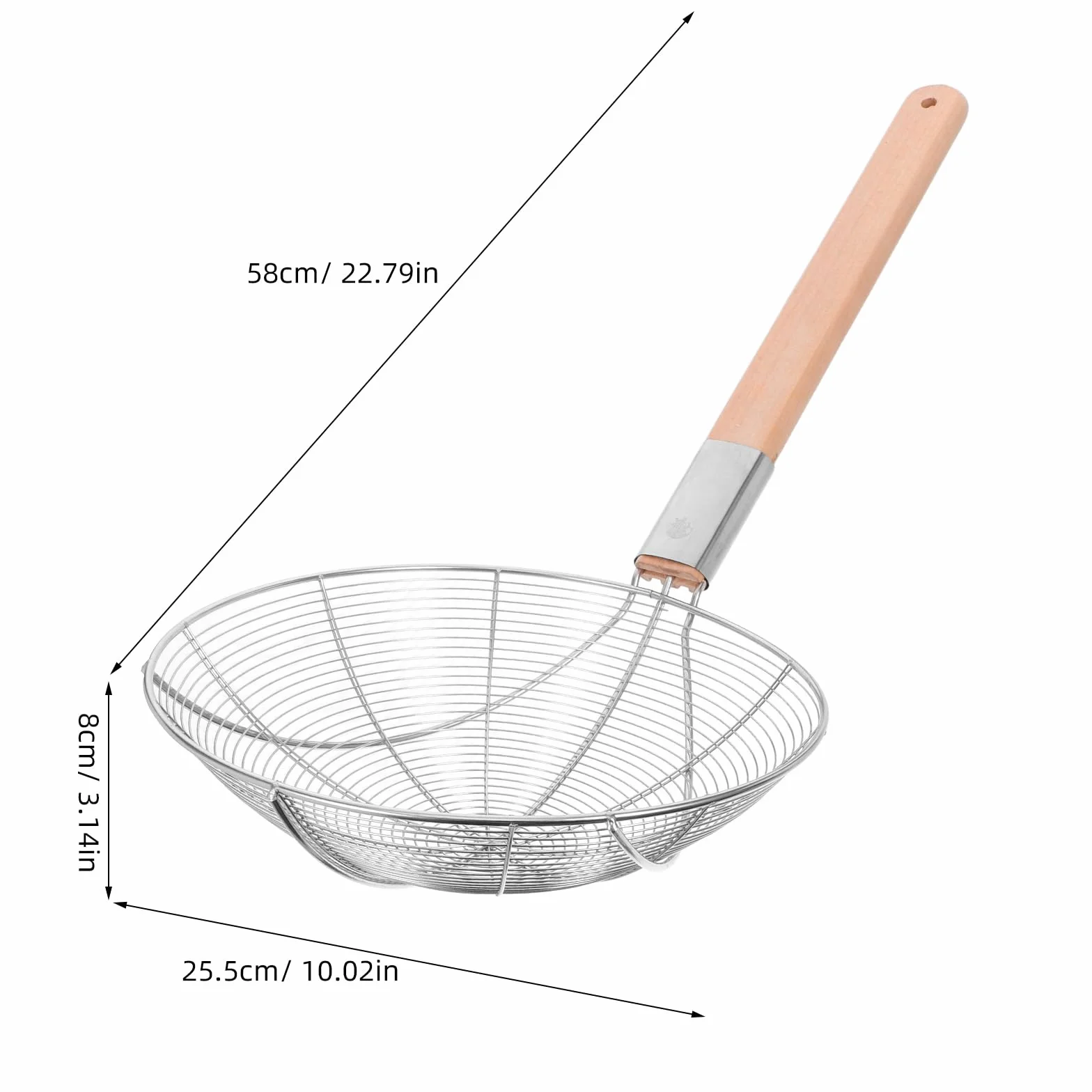 Łyżka cedzakowa ze stali nierdzewnej 26 cm do makaronu, gotowania i smażenia
