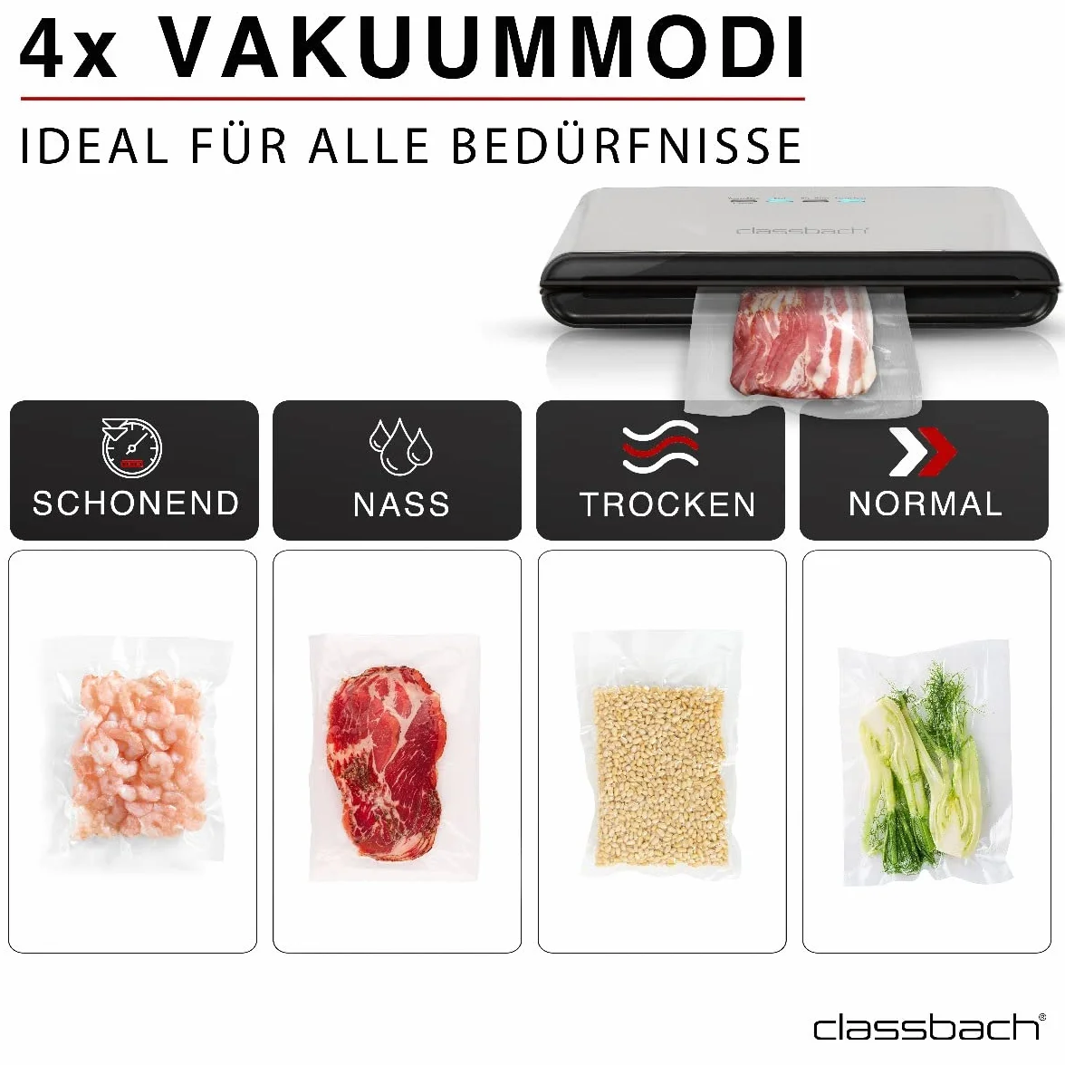 C-VK 4000 Vacuum Sealer Stainless Steel Food Storage Bags Included