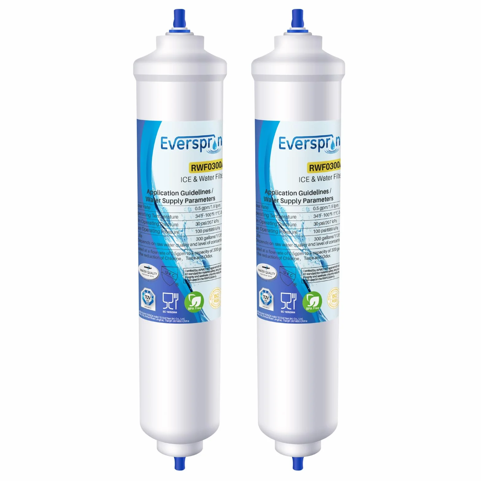 EVERSPRING Filtr wody do lodówki Kompatybilny z Samsung DA29-10105J, DA99-02131B, 2 sztuki