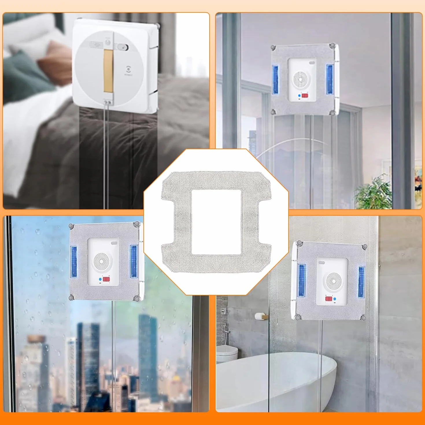 8 szt. mopa podkładki PE do czyszczenia robota Ecovacs WINBOT W2 Omni W2 W1 PRO W1, skutecznie czyszczą plamy i kurz z okien, zmywalne chusteczki z mikrofibry do czyszczenia