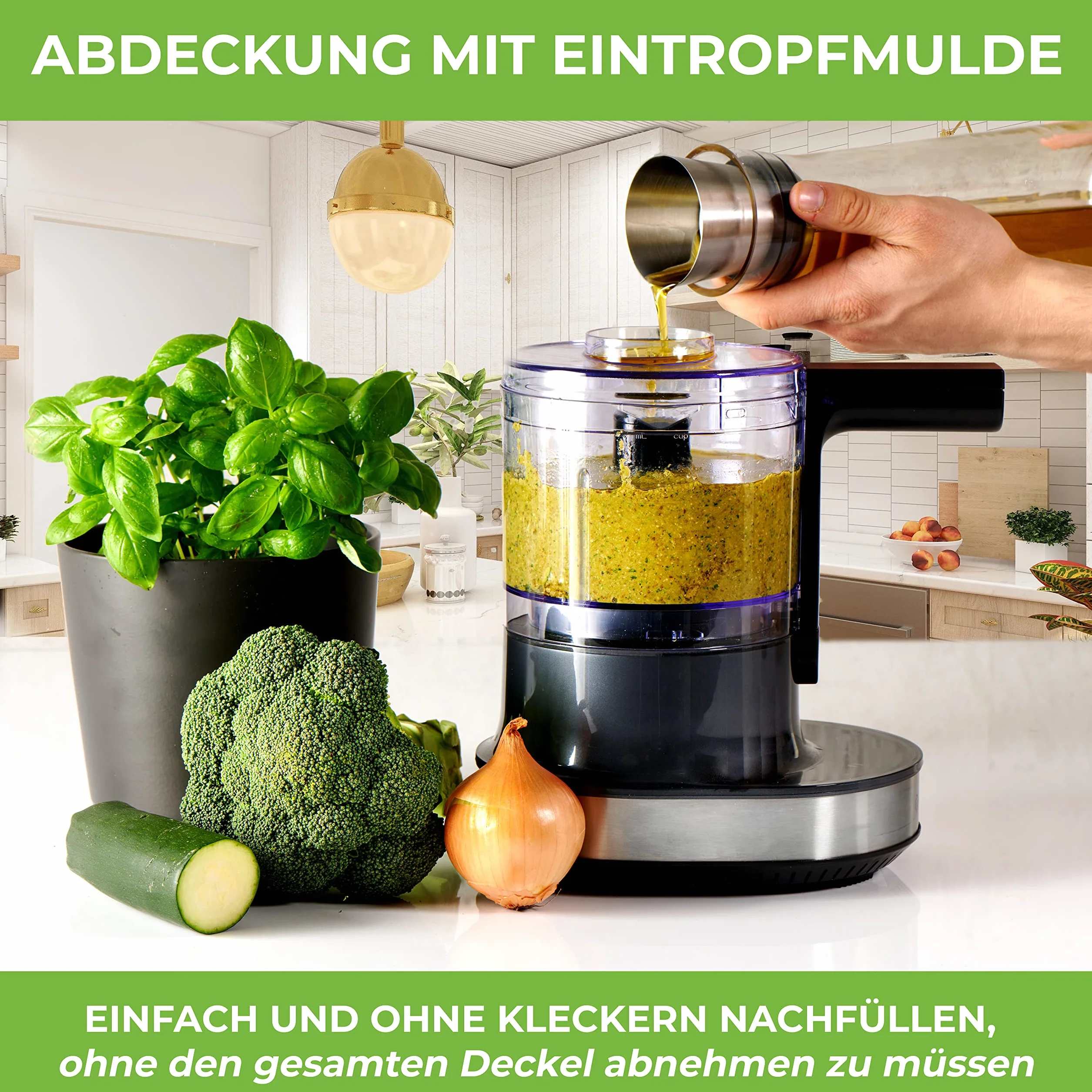 NUTRI-CHOPPER 4D rozdrabniacz kuchenny elektryczny z funkcją AUTO-BLADE, nie zawiera BPA, niemiecka marka, uniwersalny rozdrabniacz do cebuli, mięsa, orzechów pesto