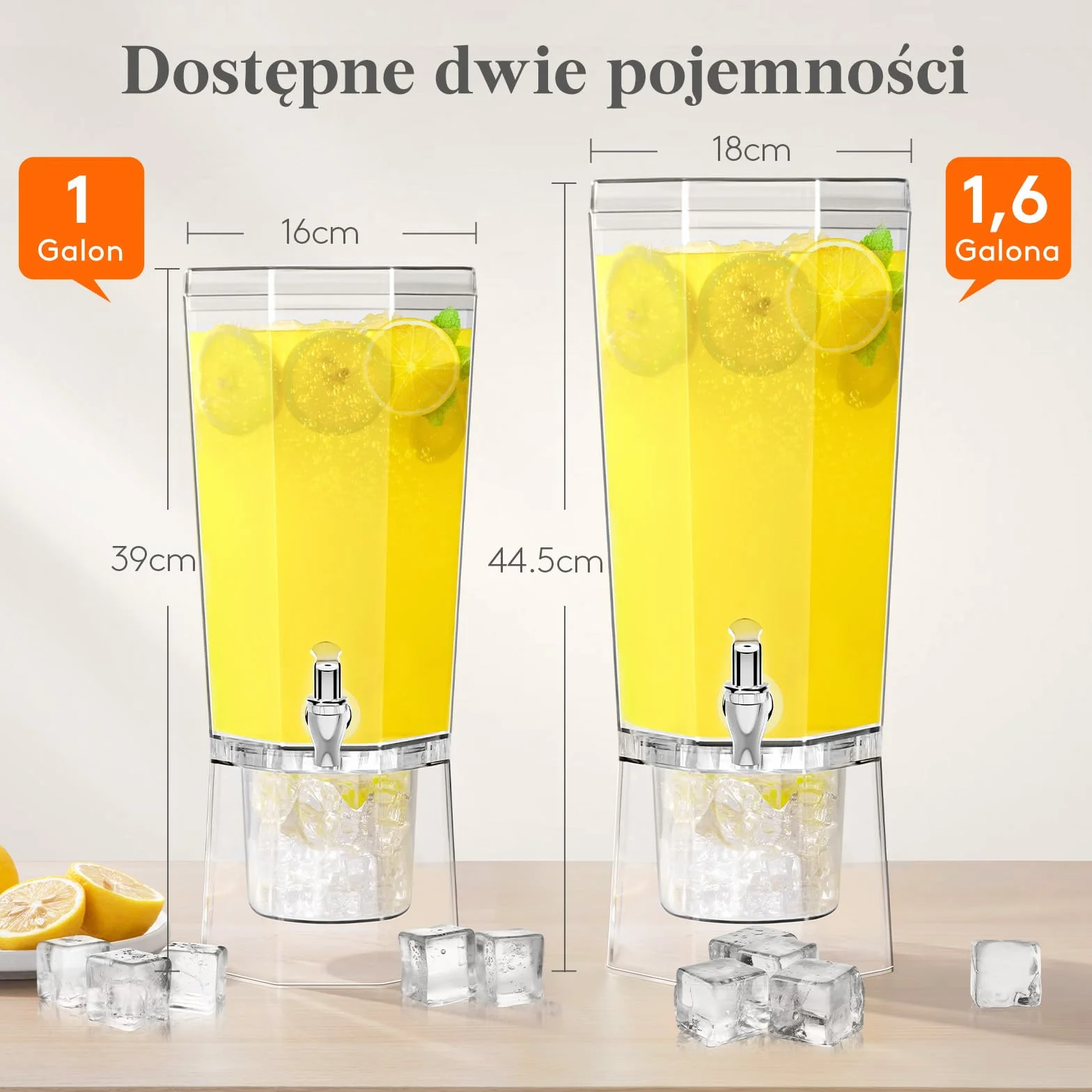 Lifewit 6L Dozownik Napojów z Kranikiem, Zestaw 2 Sztuki (w 1 opakowaniu) Plastikowy Dzbanek do Koktajli, Fontanna do Mrożonych koktajli z Podstawką na sok, Lemoniadę, Napoje Gazowane i Herbatę
