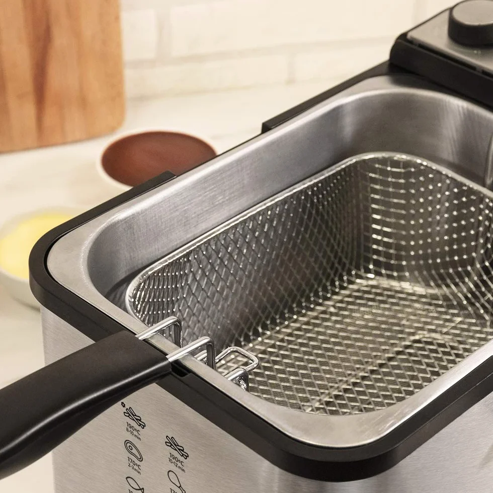 Cecotec Elektryczna frytkownica CleanFry Infinity – pojemność 1,5 l - 4 l, filtr i olej, temperatura do 190ºC, nadaje się do zmywarek do naczyń (pełna stal nierdzewna, 3 litry)