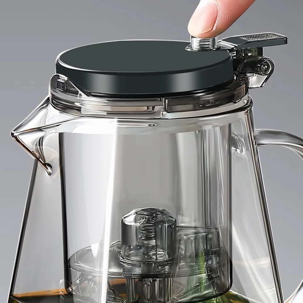Szklany dzbanek do herbaty ze stali nierdzewnej z infuserem 1000ML Biały