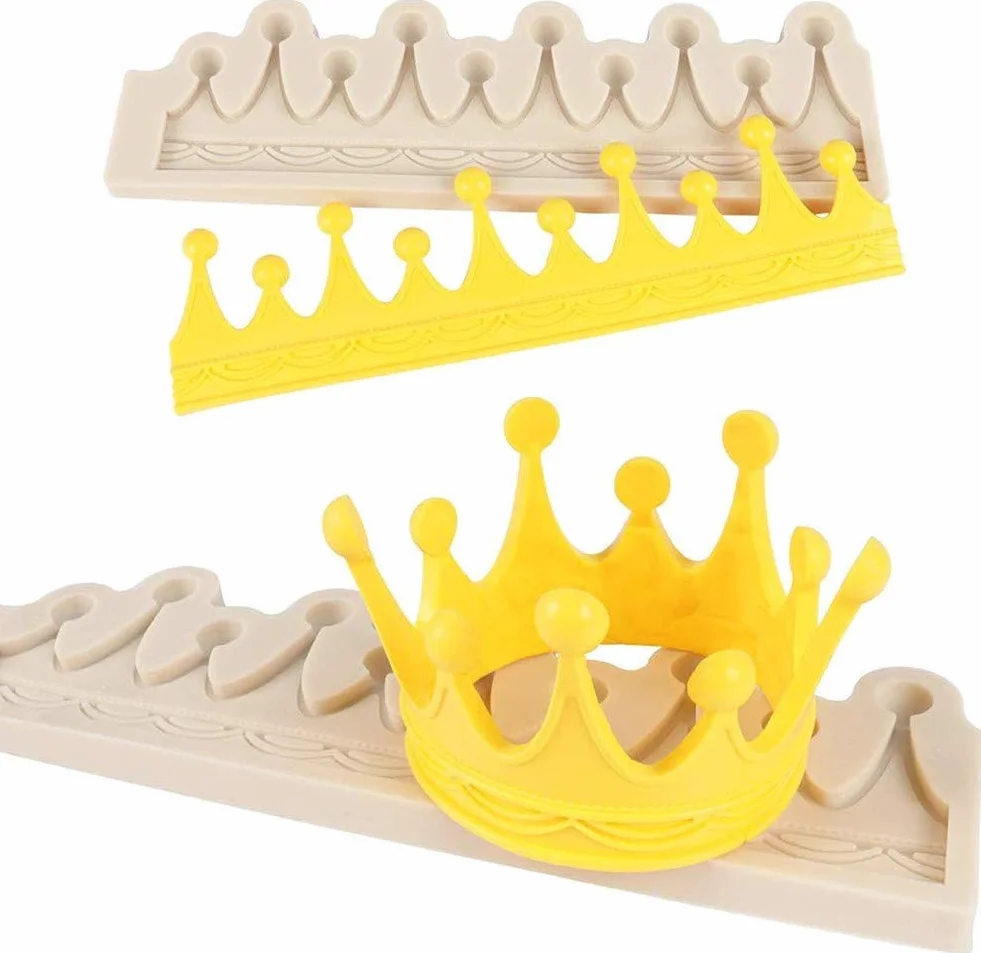2 sztuki 3D koło Crown fondant Mold Crown Silikon Sugar Mold Fondant Foremka do ciasta Topper Narzędzia Dekoracje Gumpasta Polymer Clay Mold