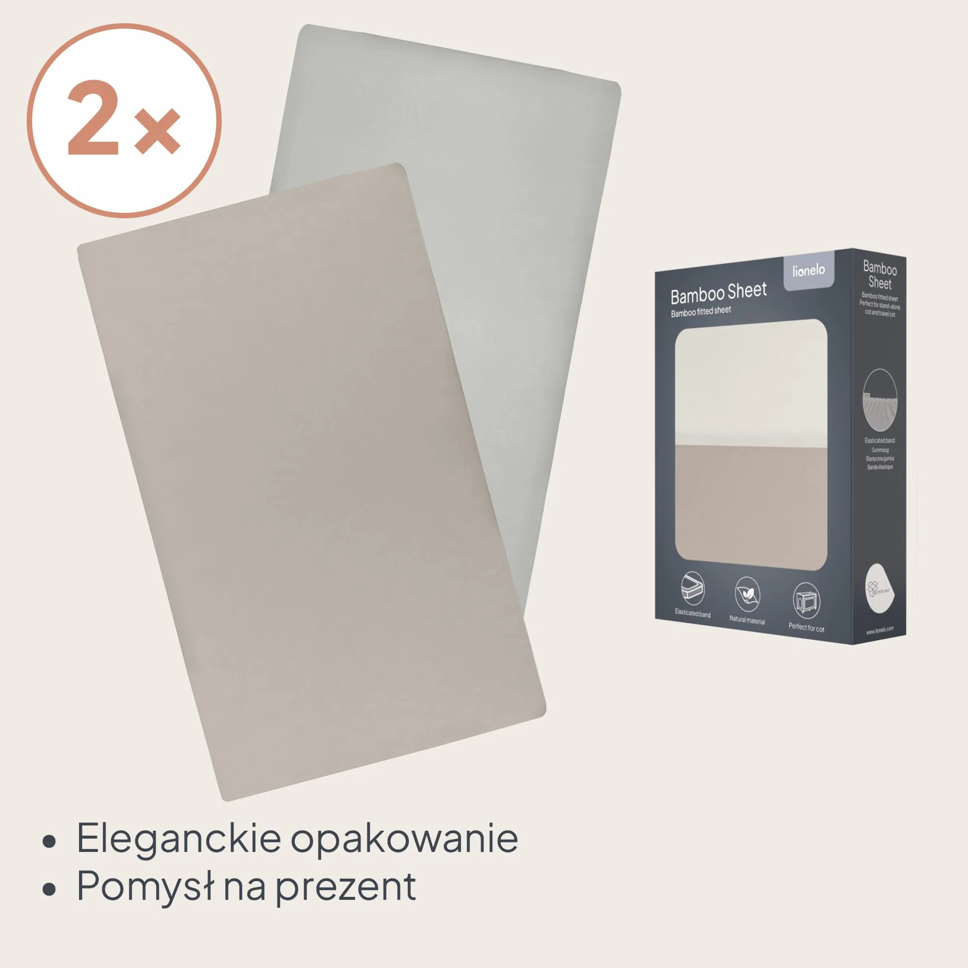 LIONELO Prześcieradło Bambusowe z Gumką 118x60 cm, Zestaw 2 szt. Niemowlęce, Do Łóżeczka Dziecięcego, Turystycznego, Niemowlęcego, Naturalny Materiał, Oddychające, Bamboo Sheet