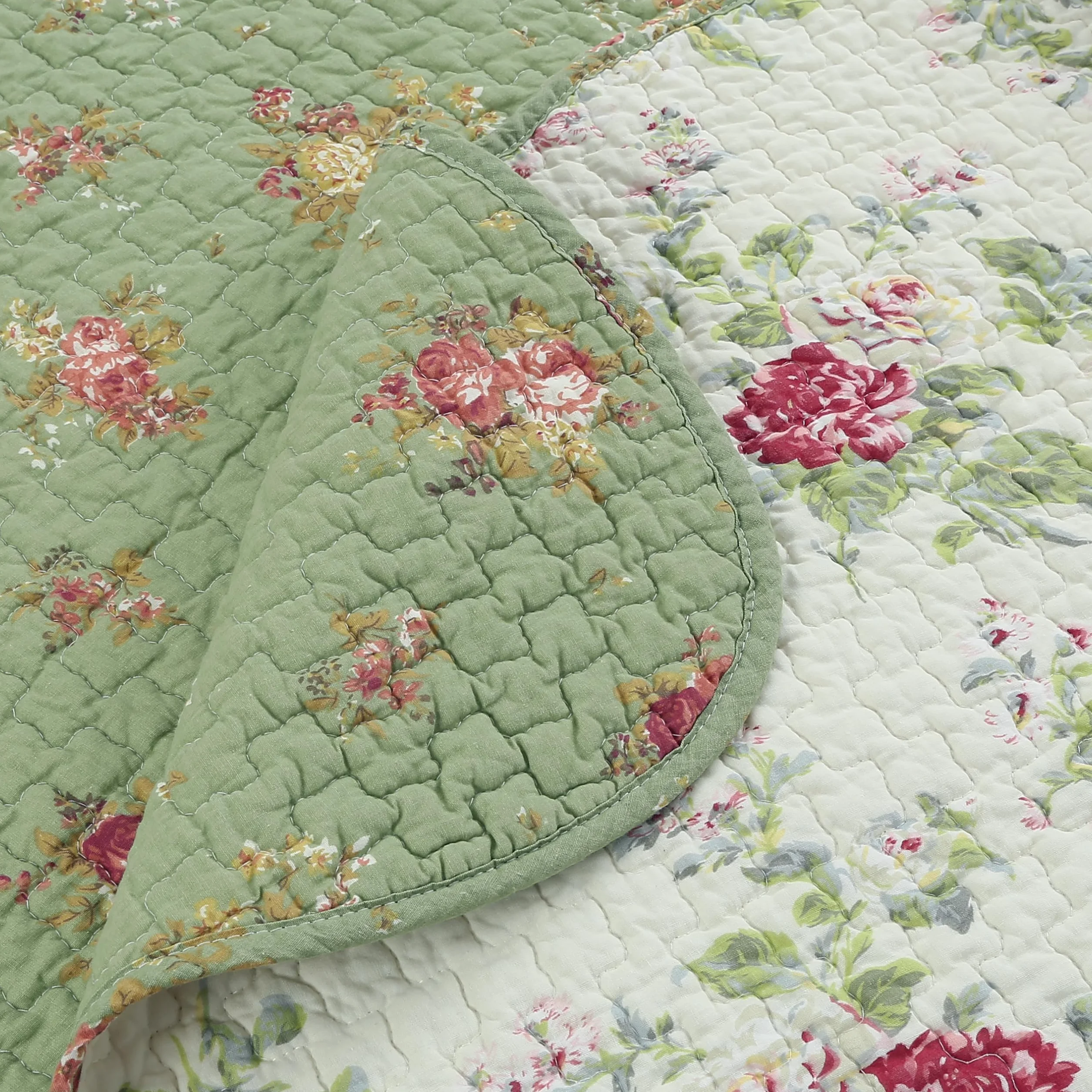 Cozy Line Home Fashions Vintage kwiatowa pikowana narzuta, 100% bawełna, dwustronna, całoroczna narzuta (kwiat)