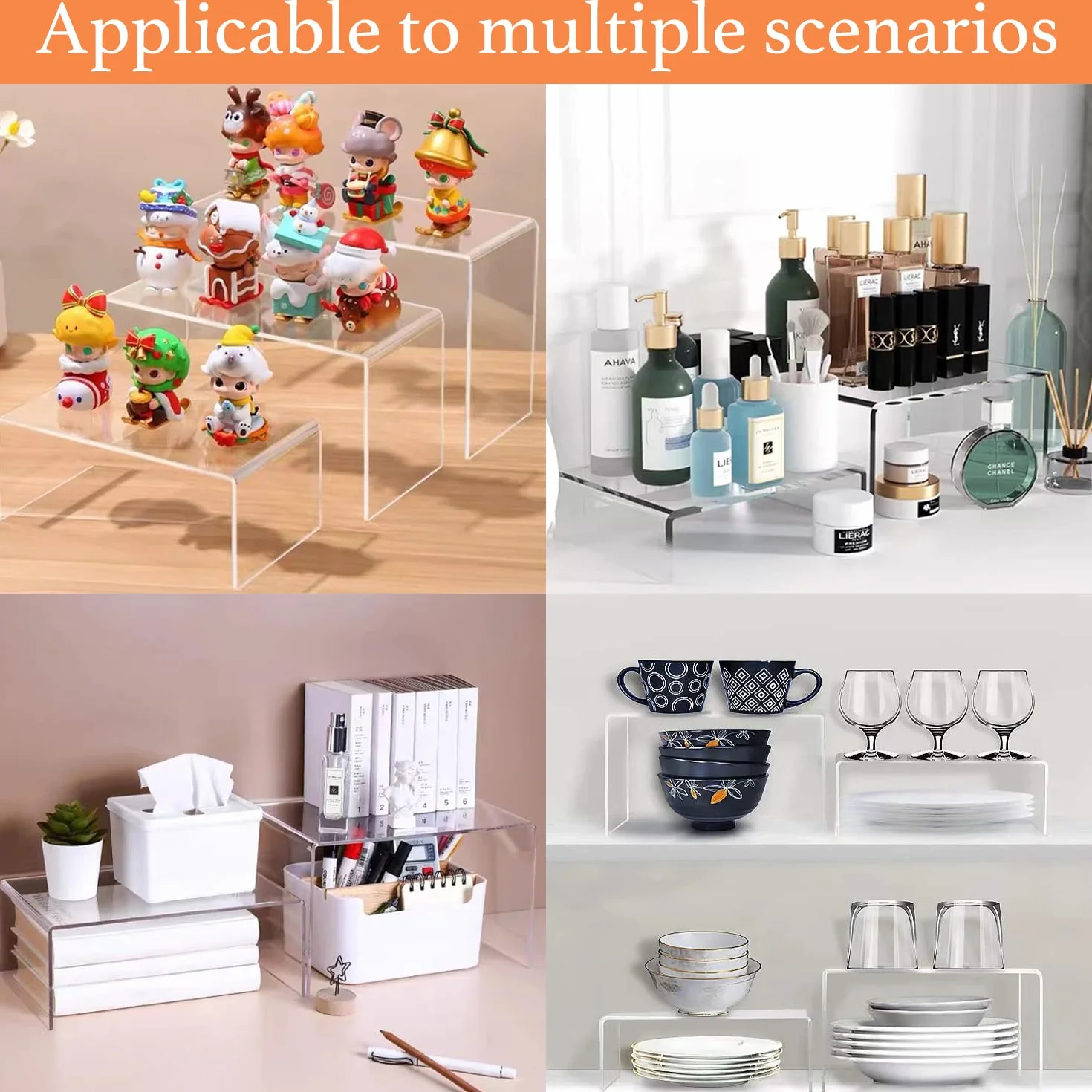 Zestaw 8 akrylowych stojaków z pionami, przezroczystymi organizerami na perfumy, na babeczki, przyprawy, na przyprawy, do przechowywania figurek, babeczek, przedmiotów kolekcjonerskich