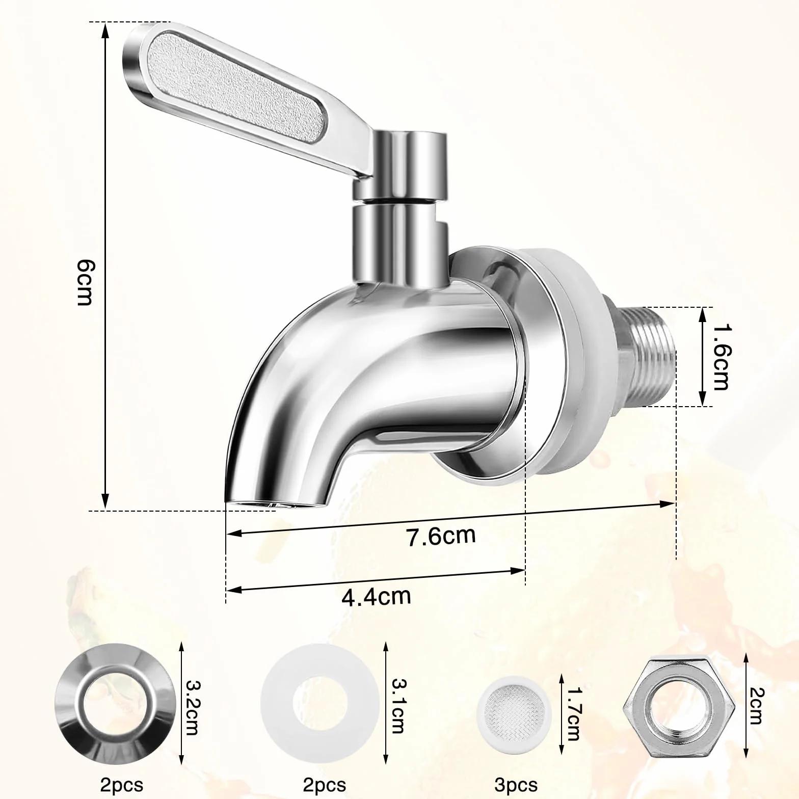 Czop do dozownika napojów zamienny dozownik napojów 304 zestaw kranu ze stali nierdzewnej φ16 mm kran z uszczelkami, filtr do szklanego fermentora, piwa, wina, soku, gorącej i zimnej wody