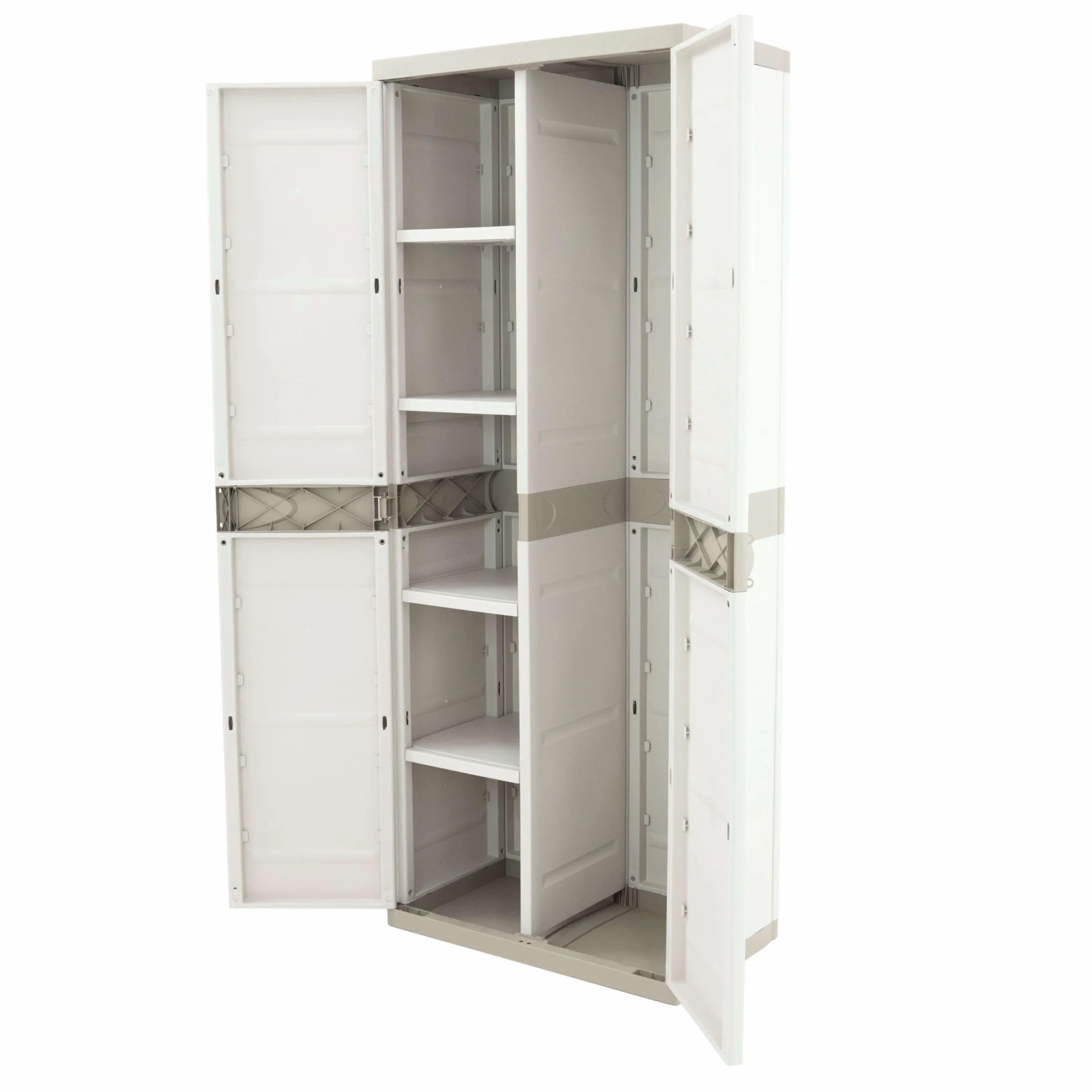 PLASTIKEN Armoire haute de rangement 2 portes avec étageres et penderie 70cm Hauteur 176cm - Gamme TITANIUM