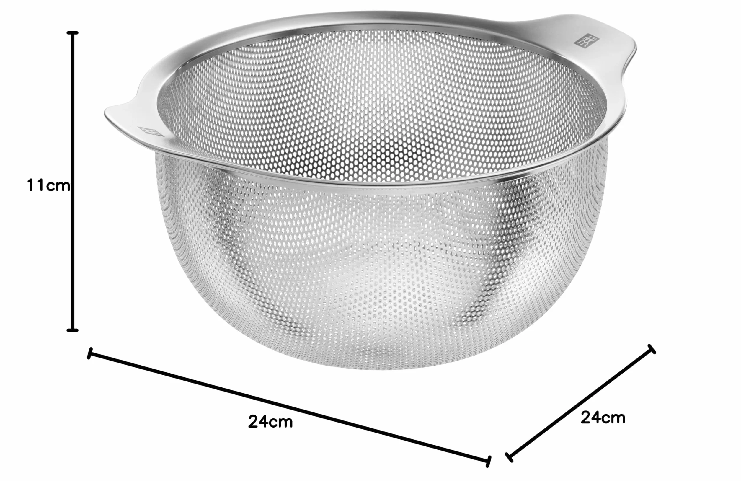 ZWILLING Table Sitko Kuchenne ze stali nierdzewnej z 2 uchwytami, 24 cm, nadaje się do mycia w zmywarce, nierdzewne, srebrne