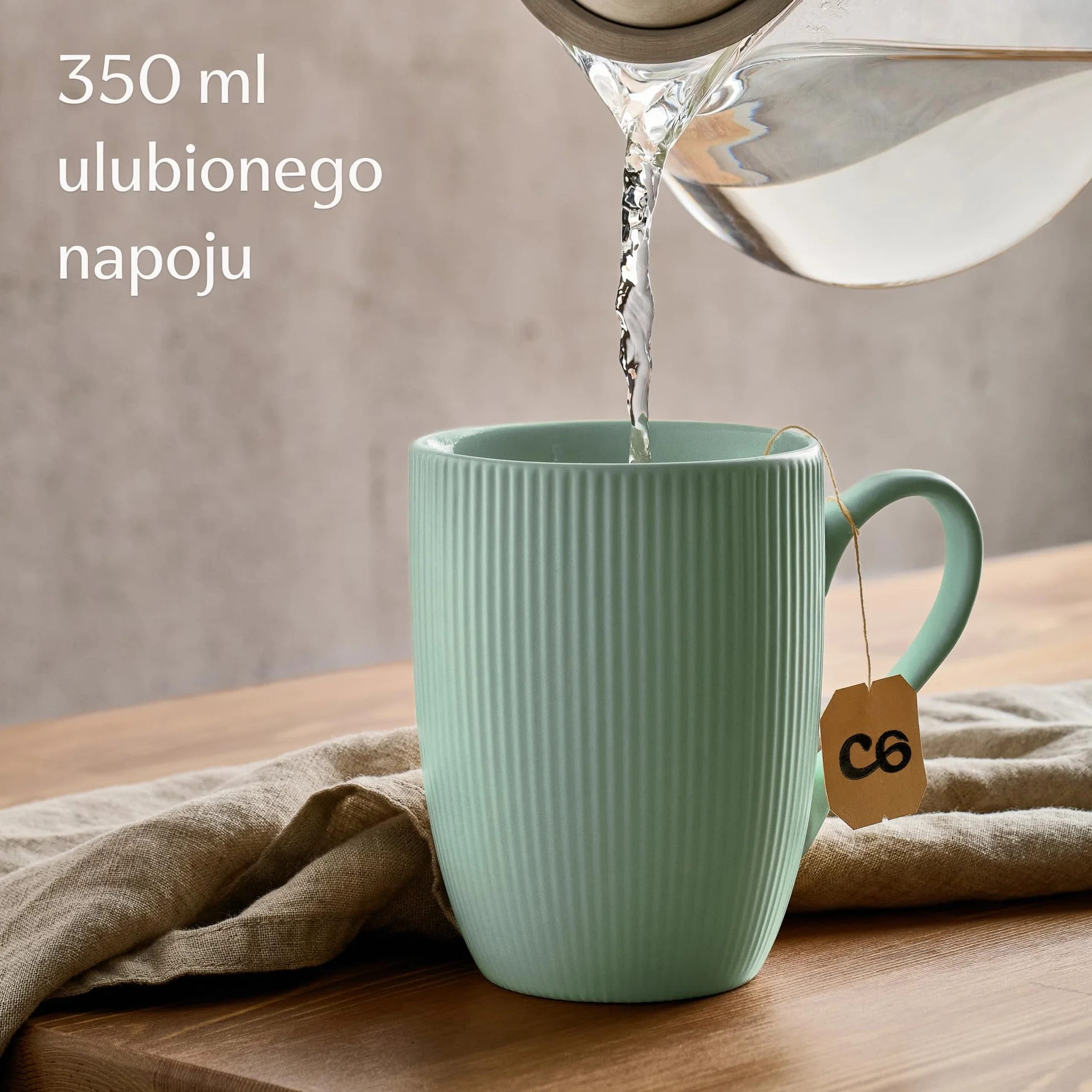 Cosumy Kawałki Zestaw 6 Pastelowych Kubków do Kawy - Unikalny wzór w paski - Matowy wygląd i ceramiczny kształt - Można używać w kuchence mikrofalowej - Można myć w zmywarce