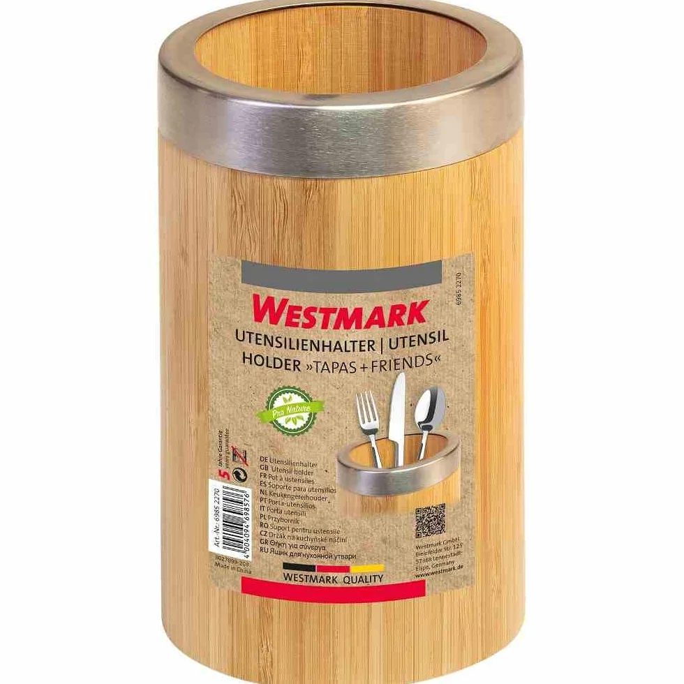 Westmark Organizer na przyrządy kuchenne, Okrągły, stal nierdzewna, bambus, ø 10 x 16 cm, Tapas + Friends